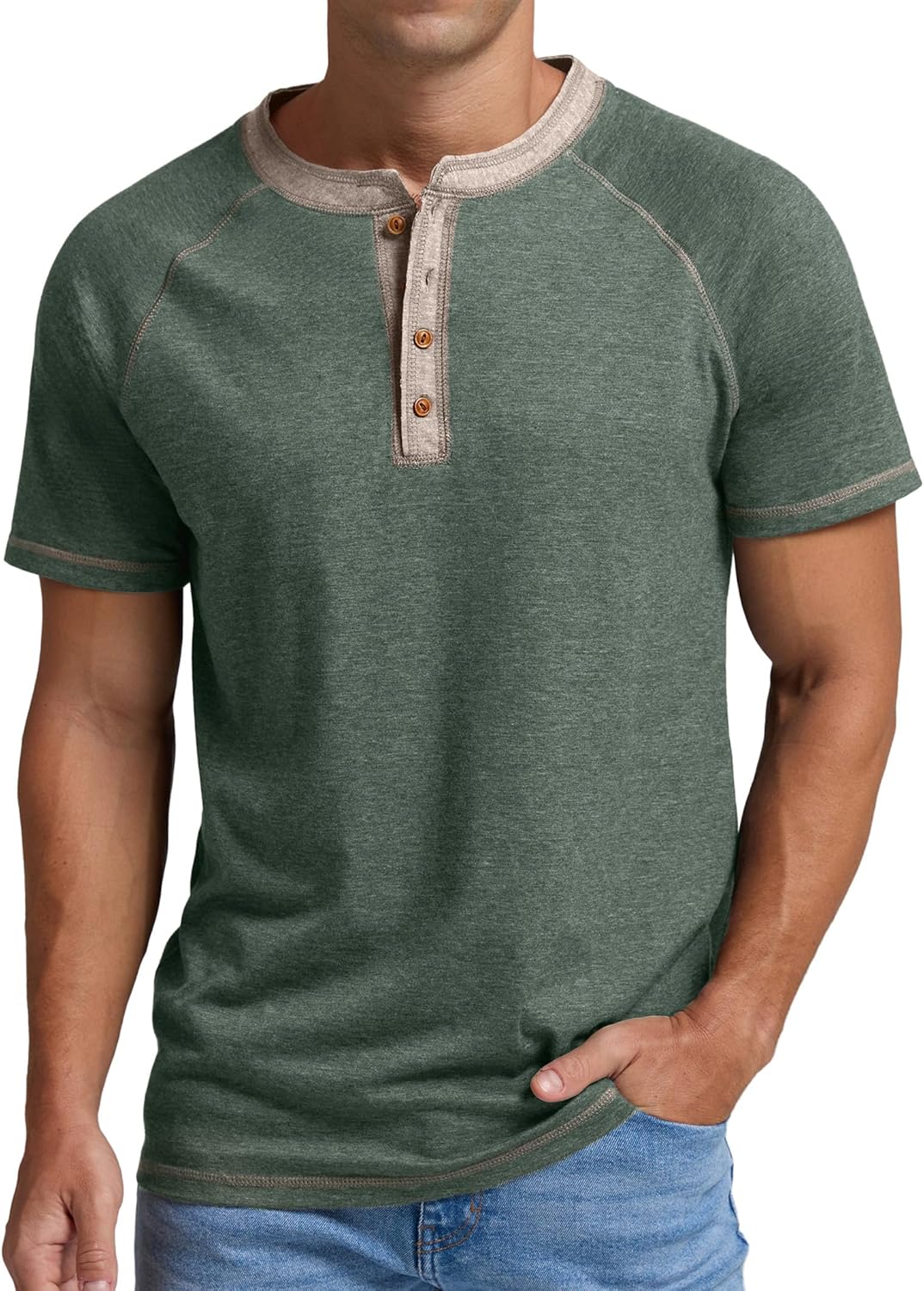 Sailwind Mens Henley Long/Short Sleeve T-Shirt Cotton Casual Shirt 02 Short Slee...