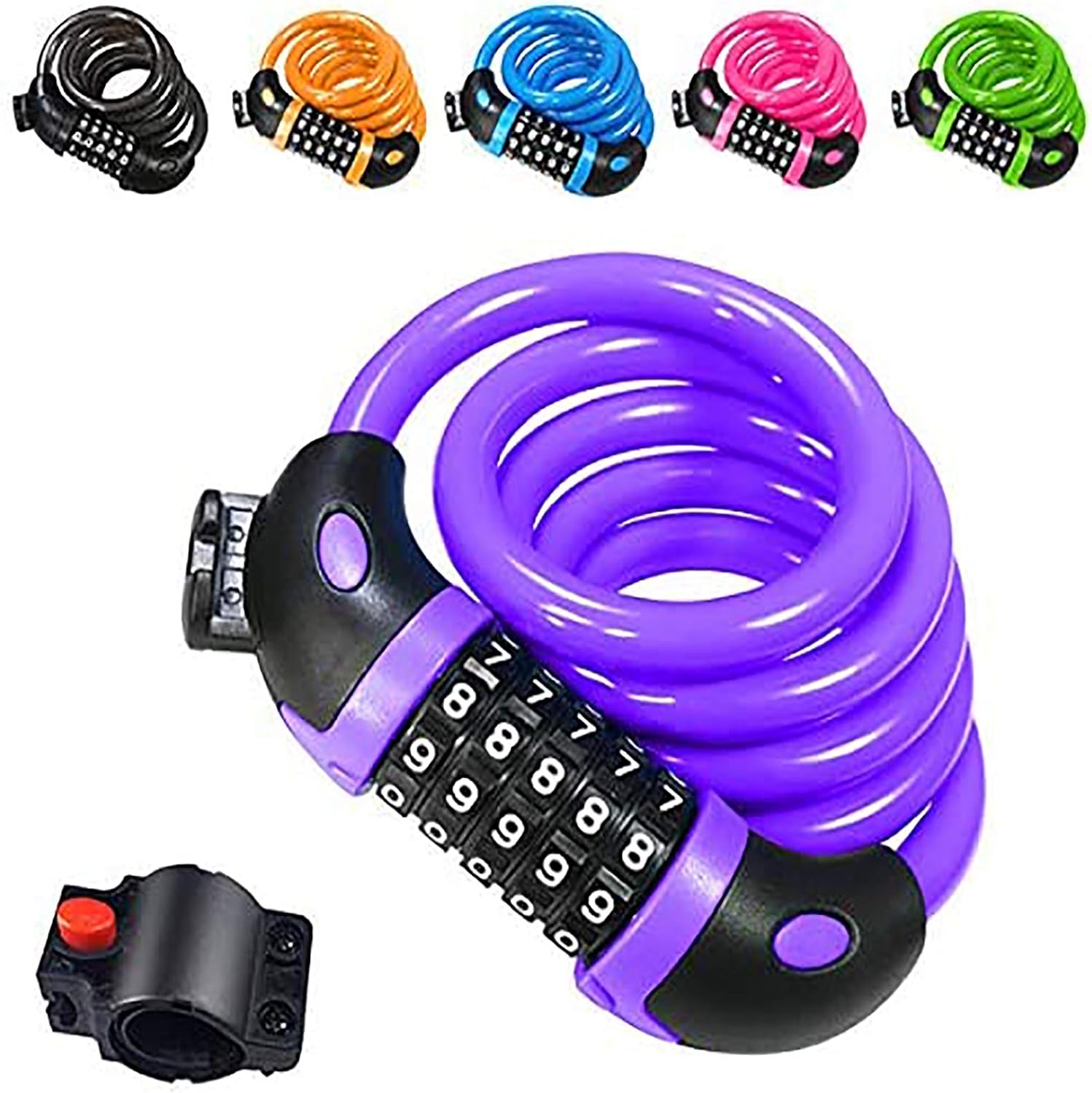 REHKITTZ Bike Lock Bicycle Locker Combination 5 Digit 120cm/12mm Long Cycle Cabl...