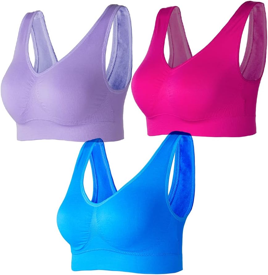 Lemef 3-Pack Seamless Sports Bra Wirefree Yoga Bra with Removable Pads for Women...