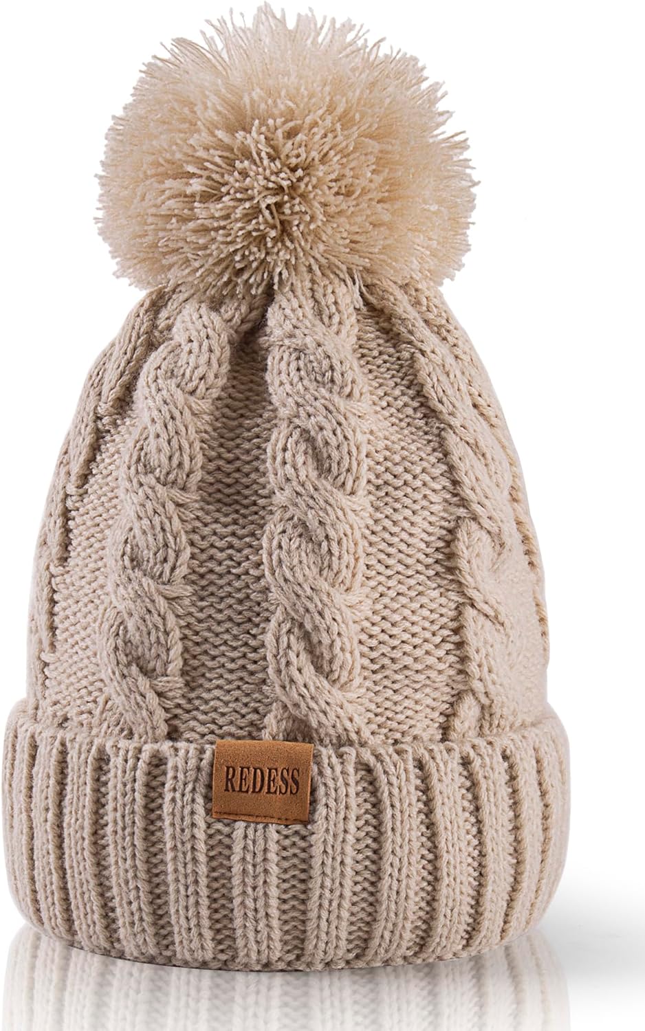 REDESS Women Winter Pom Pom Beanie Hat with Warm Fleece Lined, Thick Slouchy Sno...