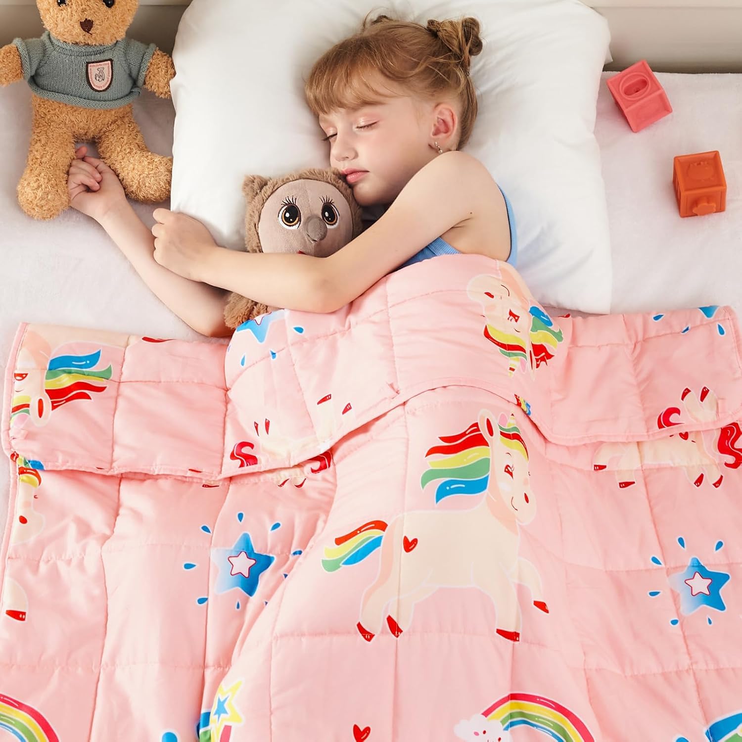yescool Weighted Blanket 7 Pounds Cooling Weighted Lap Blanket, Pink Unicorn Rai...