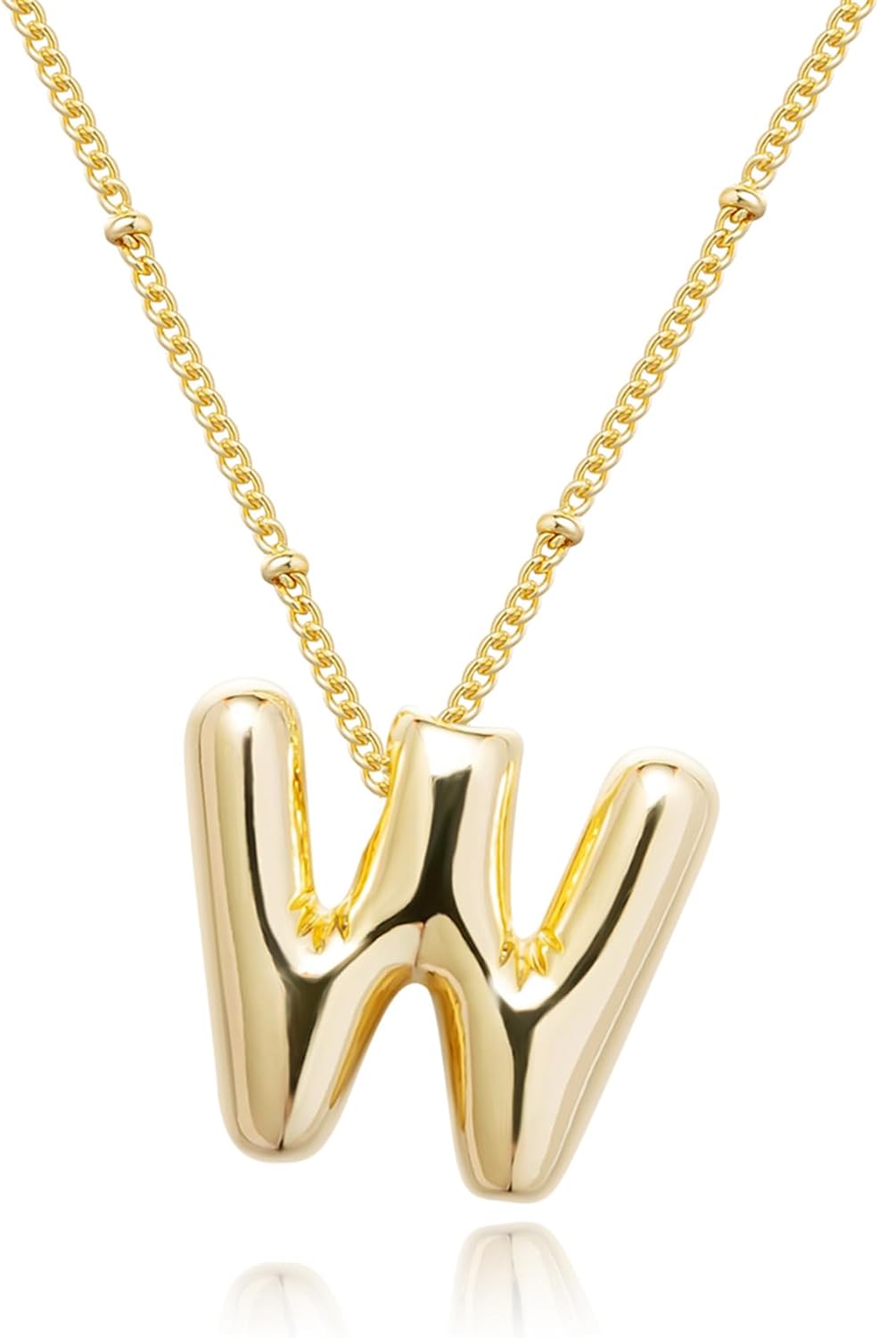Gold Bubble Letter Necklace for Women, 14k Gold Plated Balloon Initial Letter Pe...
