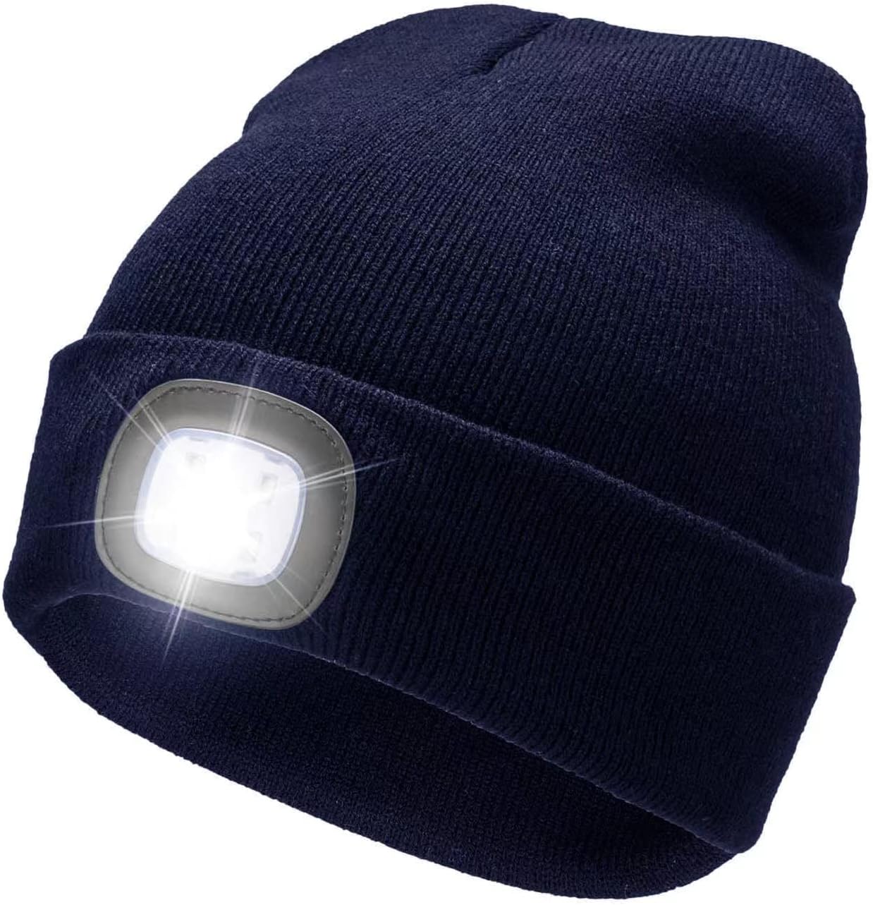 RFWIN LED Lighted Beanie Cap, USB Rechargeable 4 LED Headlamp, Unisex Knitted Ha...