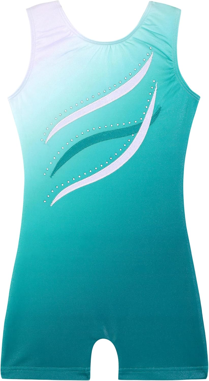 HOZIY Leotards for Girls Gymnastics Kids Children Biketard Snowflake Ribbon Blue...