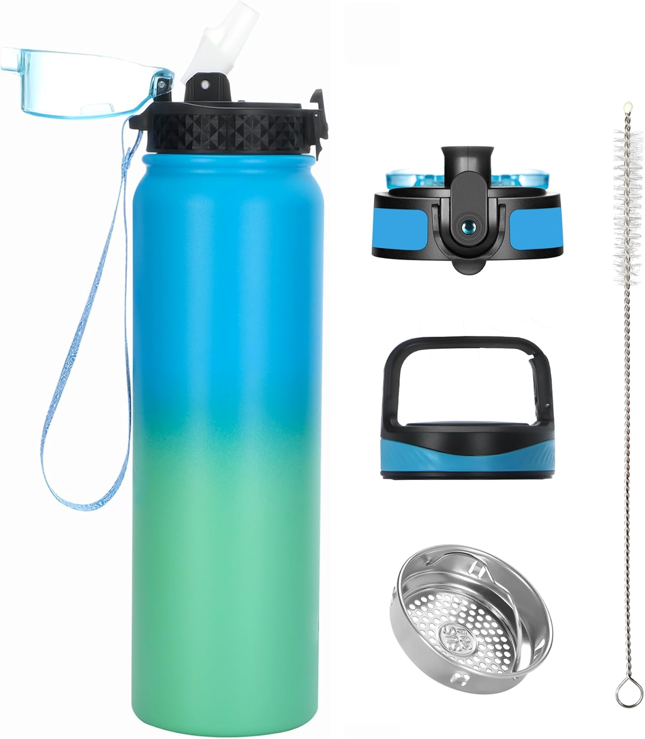 OLDLEY Stainless Steel Water Bottle with Straw 1L Vaccum Insulated Large Drink F...