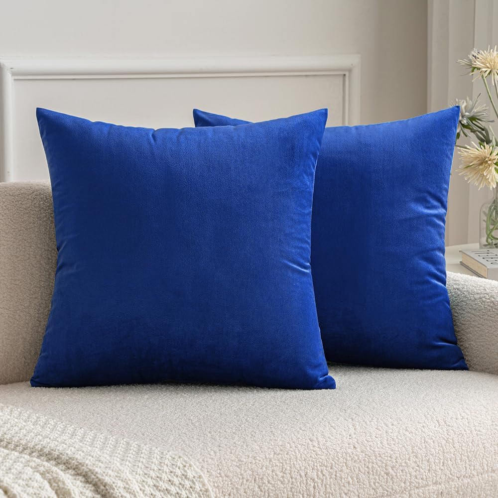 MIULEE Pack of 2 Royal Blue Pillow Covers 18x18 Inch Decorative Velvet Throw Pil...
