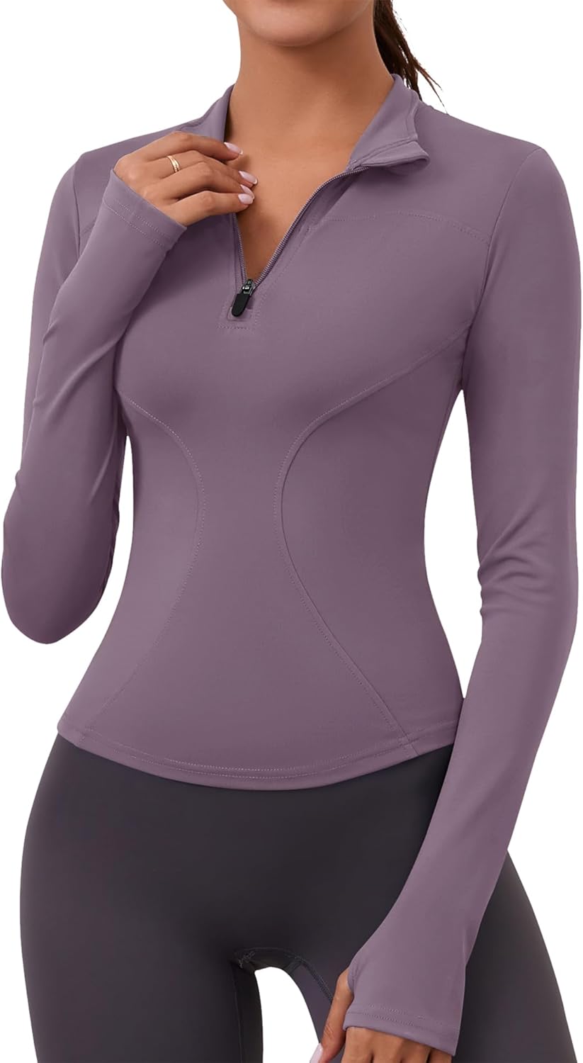 Rapbin Women's Gym Tops Long Sleeve Sports T-Shirt Workout Running Hiking Top fo...