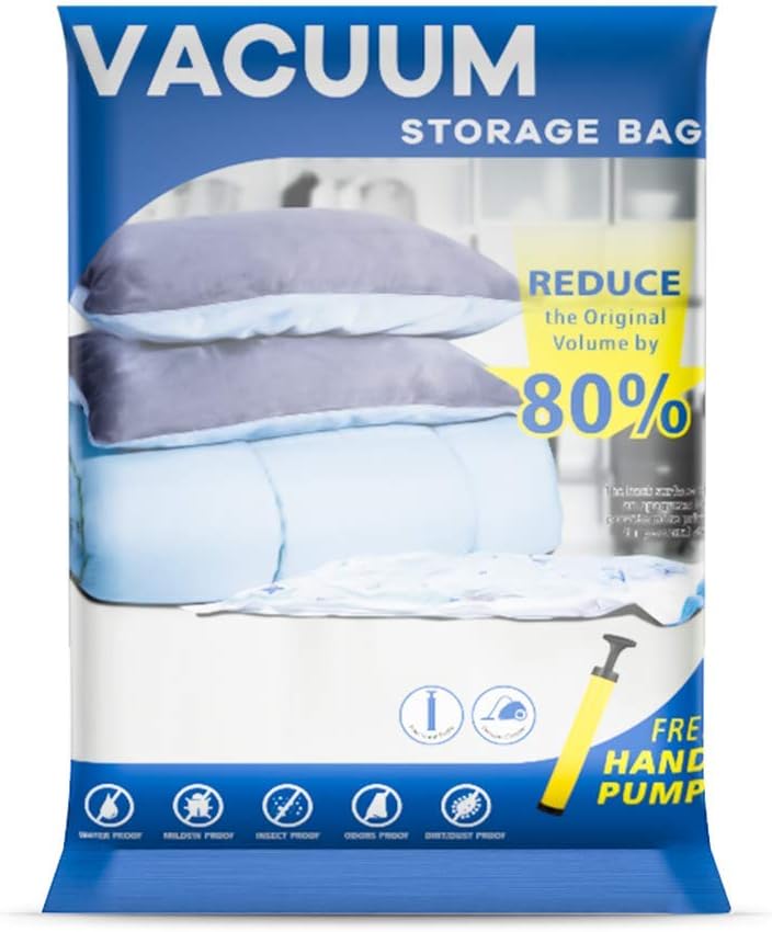 UOUNE Vacuum Storage Bags, 6-Pack Jumbo (100 x 80cm) Reusable Space Saver Bags V...