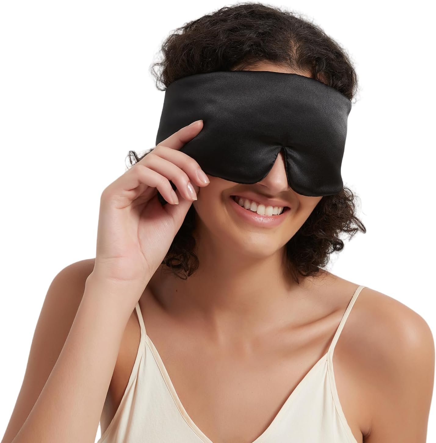 Wraparound Style ALASKA BEAR Silk Eye Mask, Wide Headband and Large Coverage Sle...