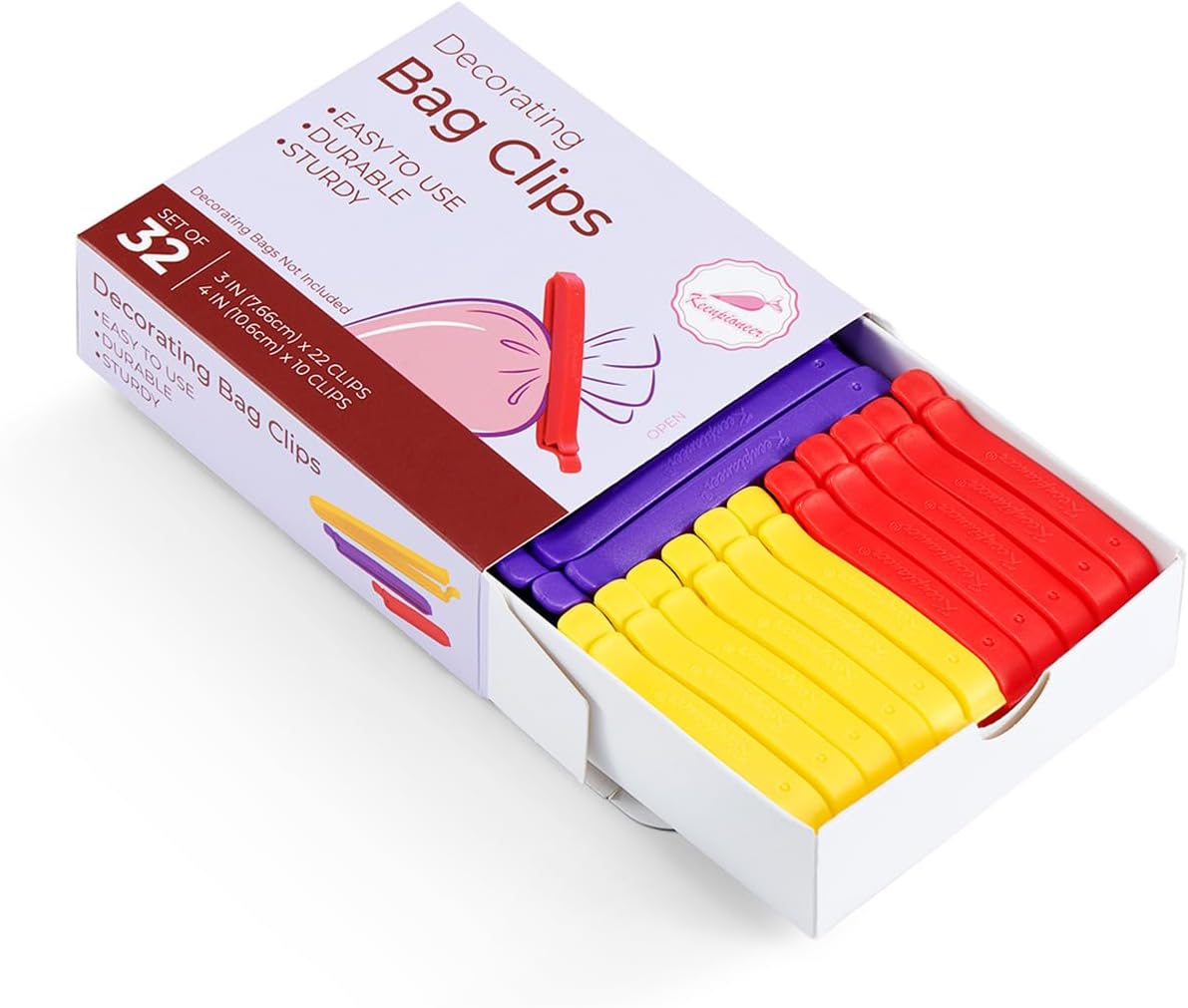 Keenpioneer Decorating Bag Sealing Clips, 32 Pack, Multipurpose for Food and Sna...