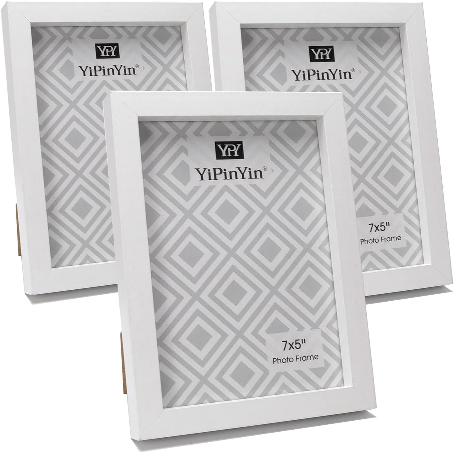 7 x 5 Inch Photo Frames Set Of 3,White Boxed Garllery Picture Frames 5×7“ 3 Pack...