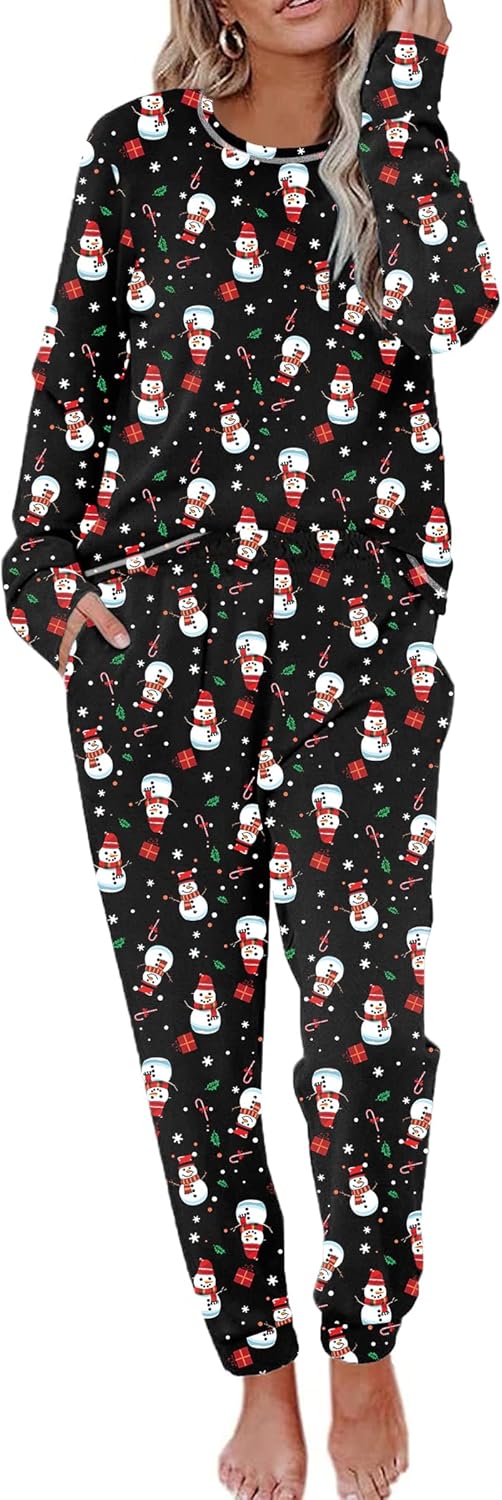 Ekouaer Pajamas Women's Long Sleeve Pj Set Soft 2 Piece Loungewear Sleepwear wit...
