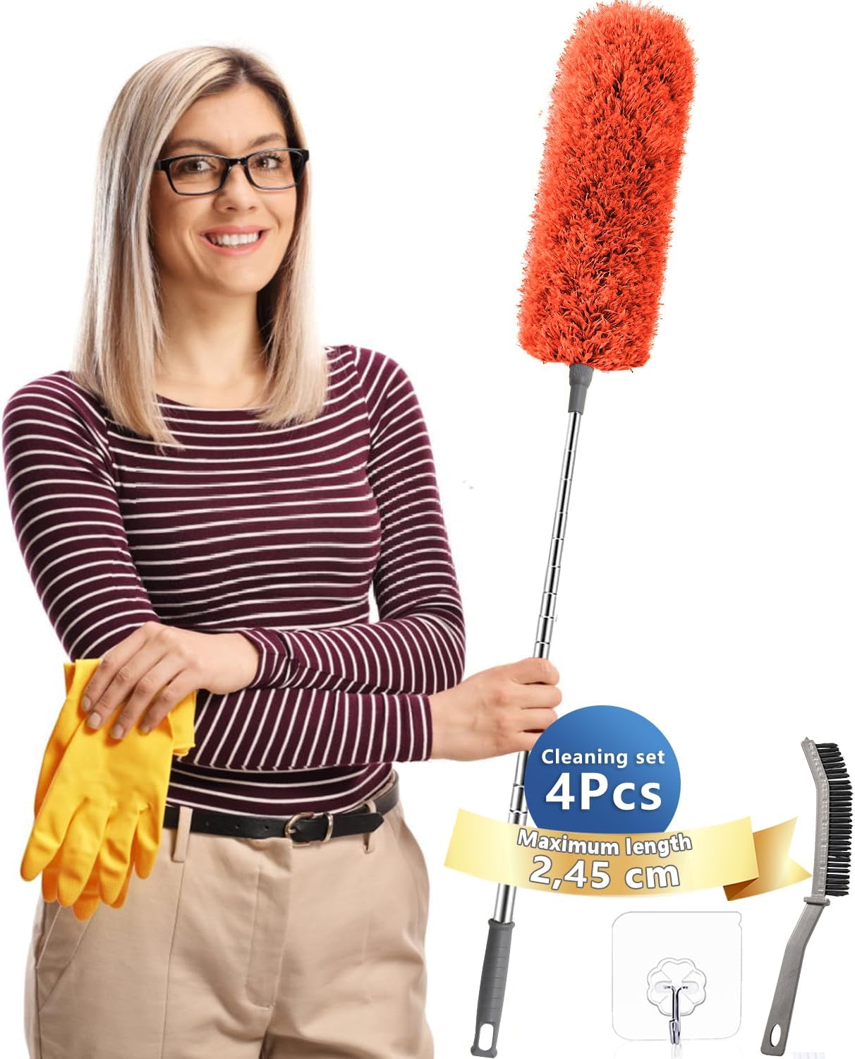 Feather Duster,Dusters For Cleaning Extendable,With30-240cm Pole Telescopic Cobw...
