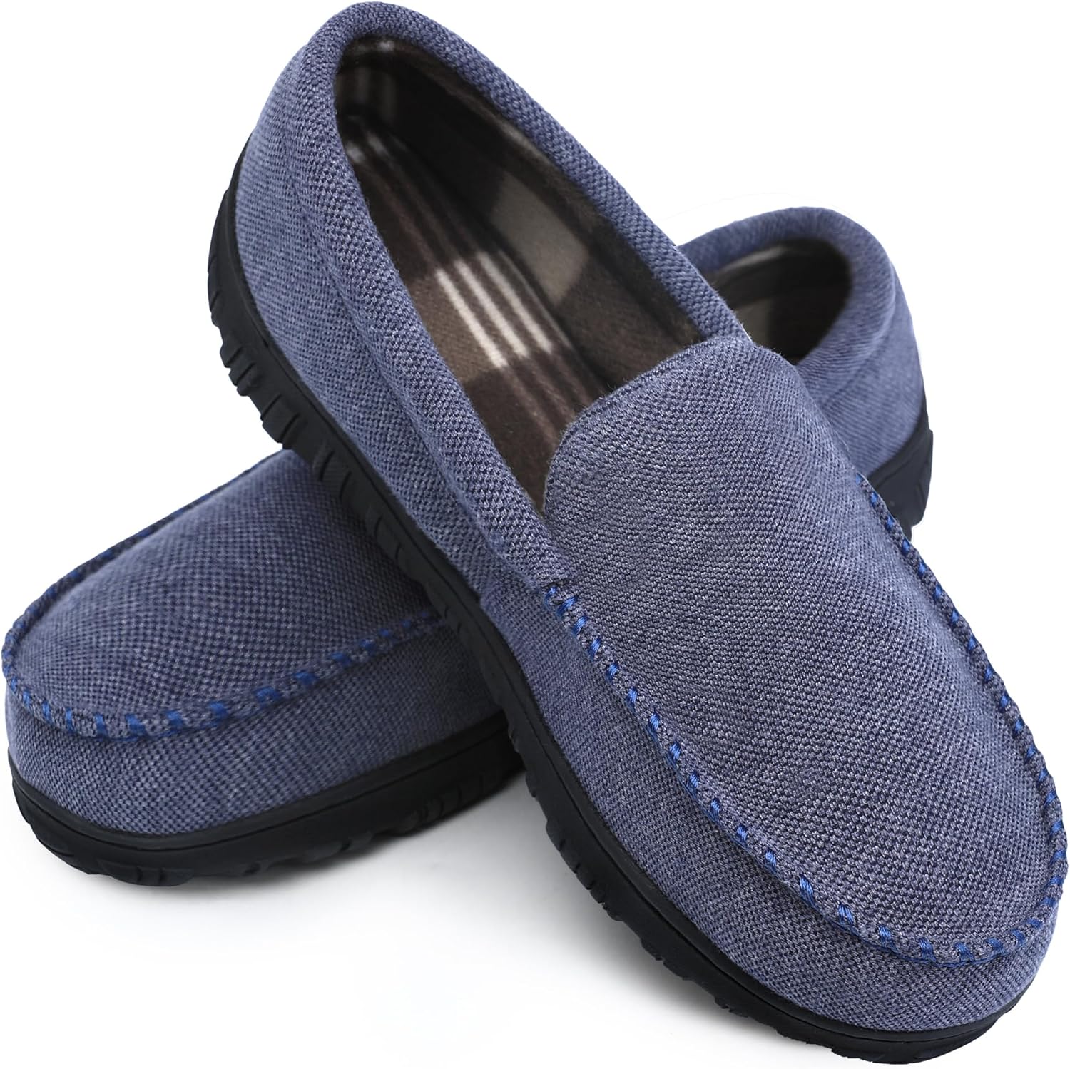 shoeslocker Mens Slippers Microsuede Moccasin Memory Foam House Shoes 11 Blue