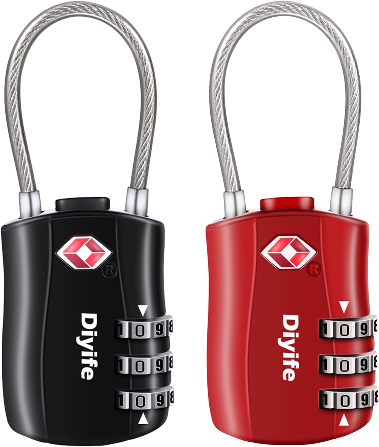 TSA Luggage Locks, [Newest Version][2 Packs] Diyife 3-Digit Security Padlock, Co...
