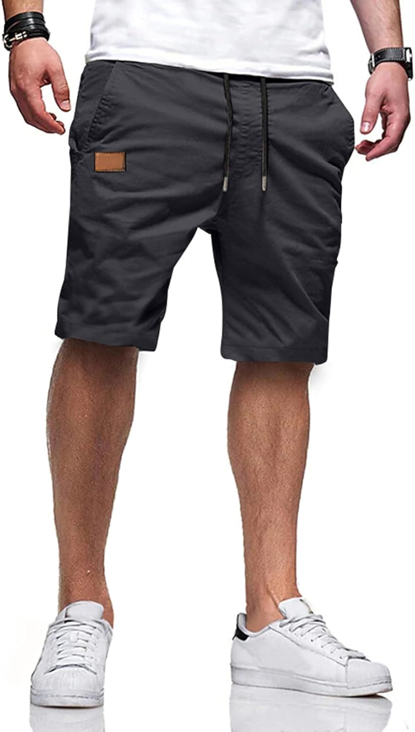 JMIERR Mens Casual Shorts - Cotton Drawstring Summer Beach Stretch Twill Chino G...