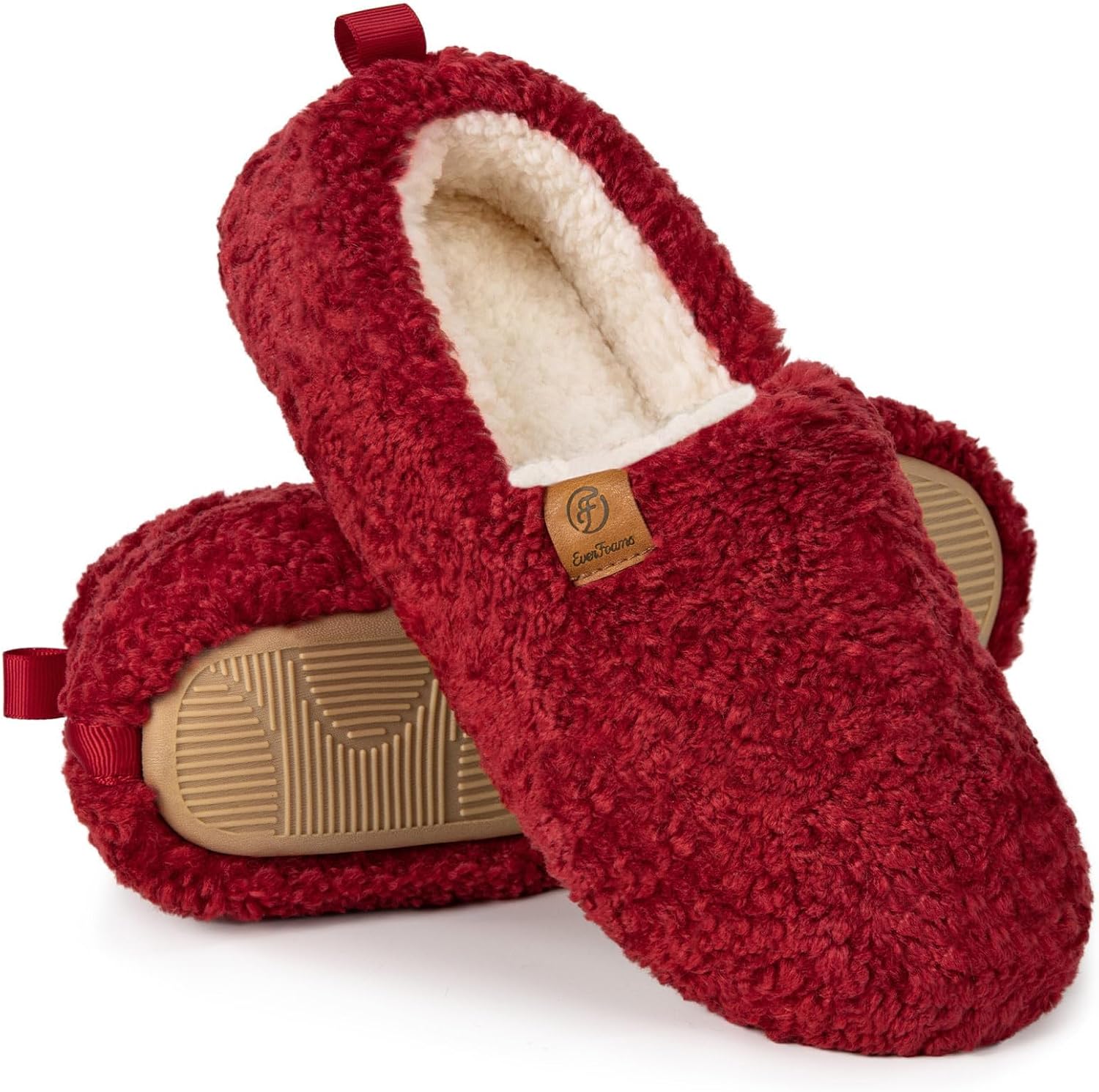 EverFoams Women's Fuzzy Full Slippers Soft Comfy Faux Shearling Memory Foam Indo...