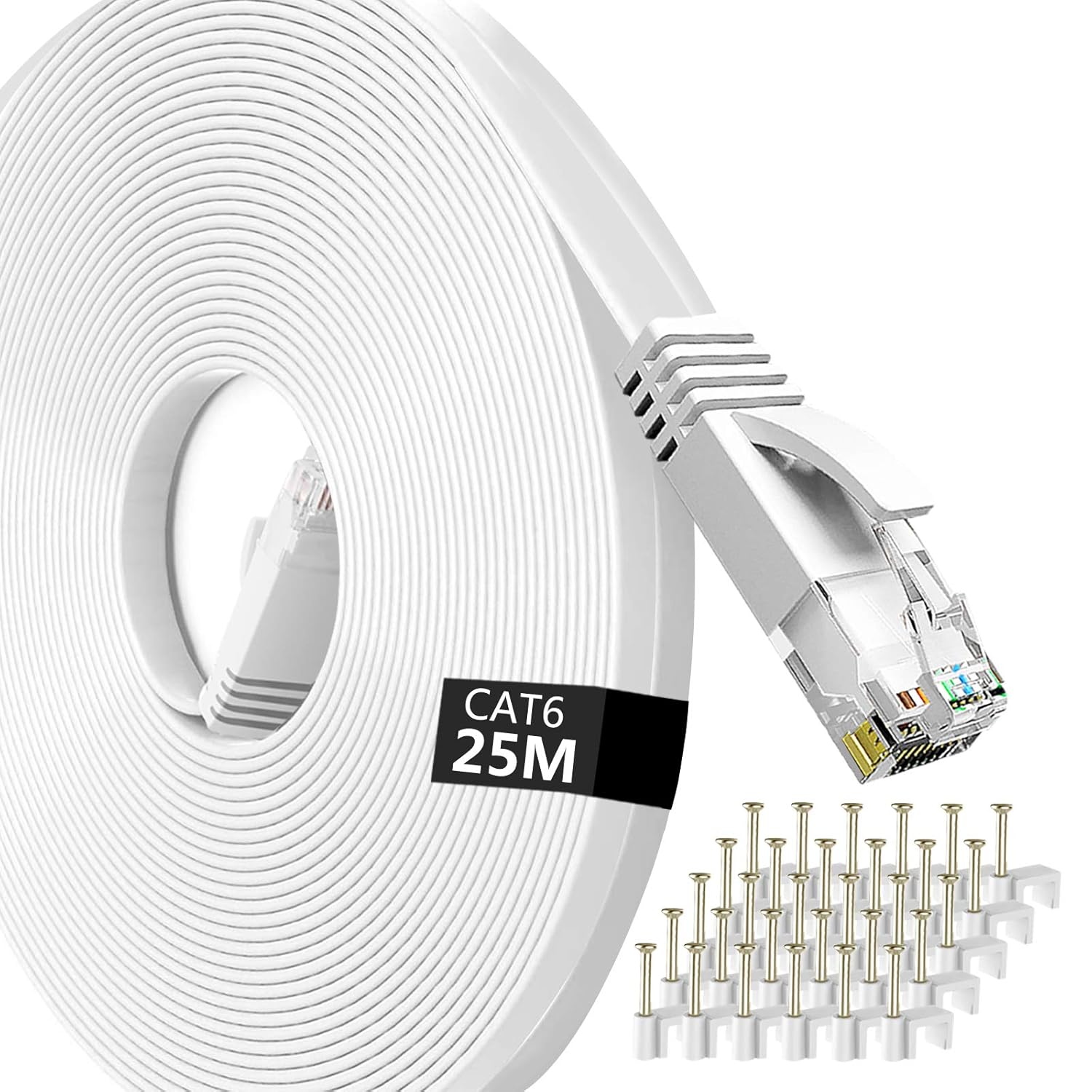 Lemeend Ethernet Cable 25m,Cat6 Gigabit Lan Network RJ45 High-Speed Patch Cord 2...