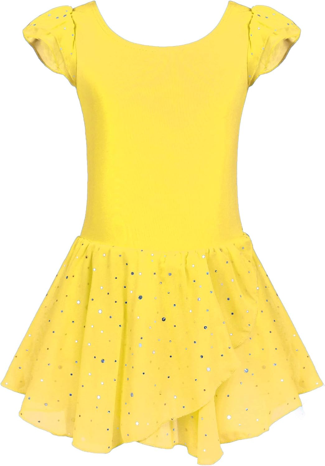 Arshiner Girls Ruffle Sleeve Ballet Dance Dress Tutu Skirted Leotard Yellow 3-4T