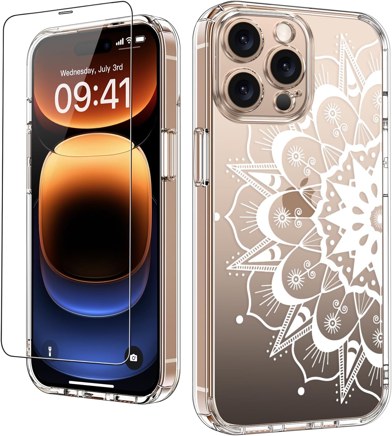 LUHOURI for iPhone 16 Pro Case with Screen Protector - Crystal Acrylic Clear - F...