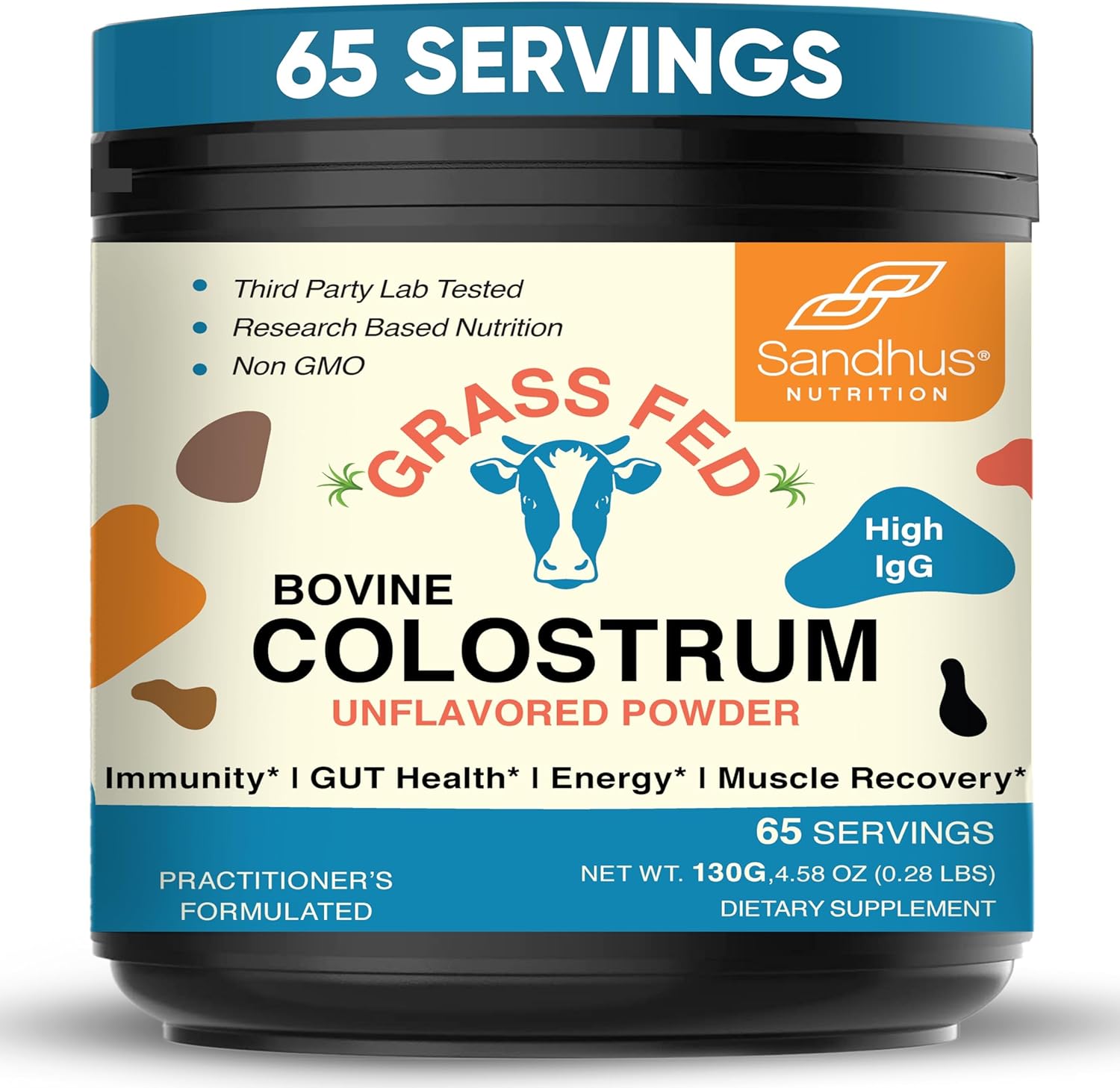 Grass Fed Bovine Colostrum Powder For Humans, Adults | 65 Servings Cows Suppleme...