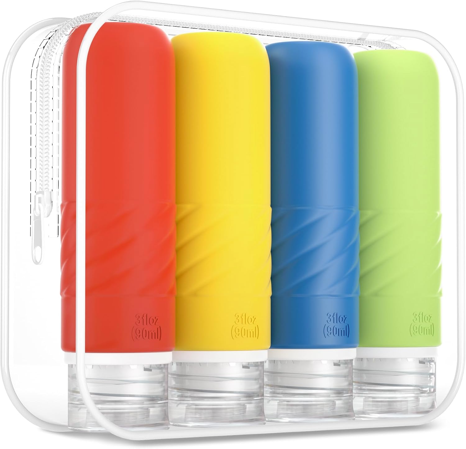 Gemice Travel Bottles for Toiletries, CAA Approved 90ml Silicone Travel Bottles,...