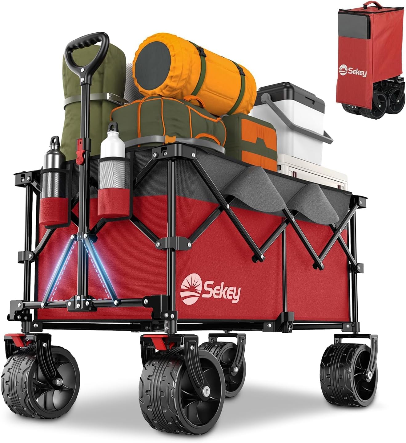 Sekey 220L Collapsible Foldable Wagon with 330lbs Weight Capacity, Heavy Duty Fo...