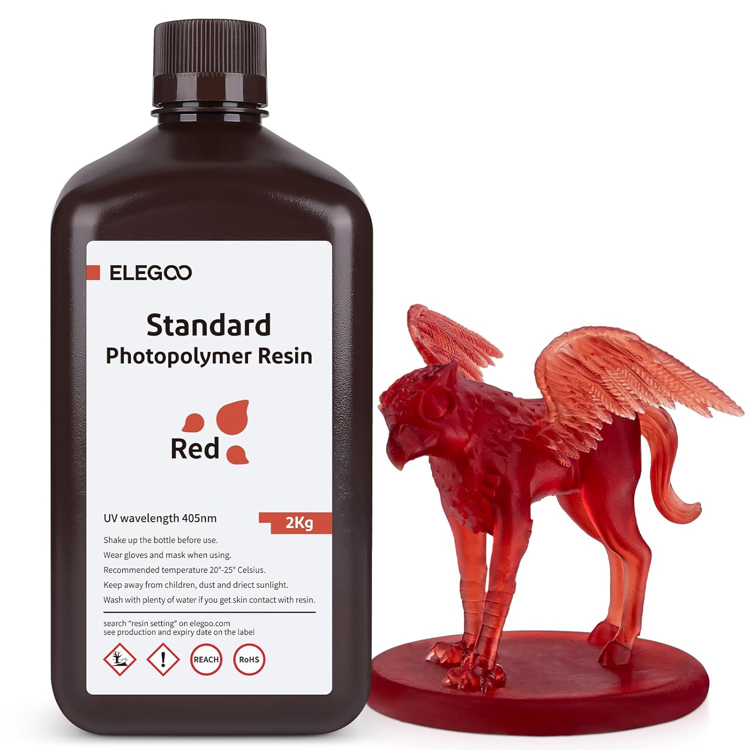 ELEGOO 3D Printer Rapid Resin, 405nm LCD UV-Curing Resin Standard Photopolymer R...