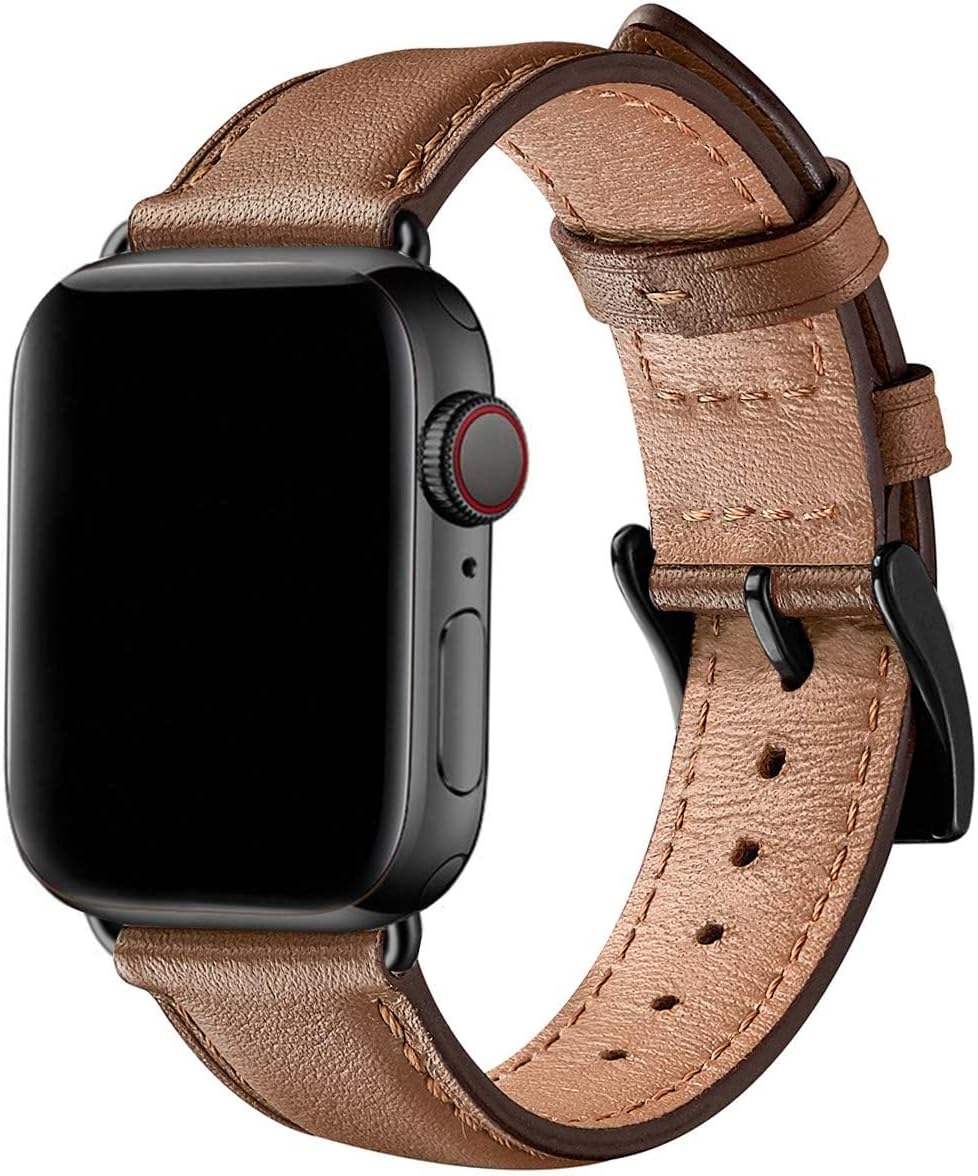 SUNFWR Leather Straps for Apple Watch Strap 40mm 41mm 38mm 42mm(Series 10), Men...