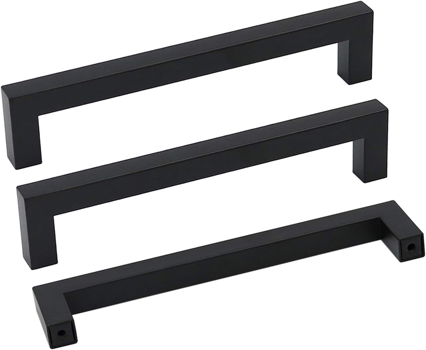 goldenwarm 100 Pack 6-1/4INCH Black Square Bar Cabinet Pull Drawer Handle Stainl...
