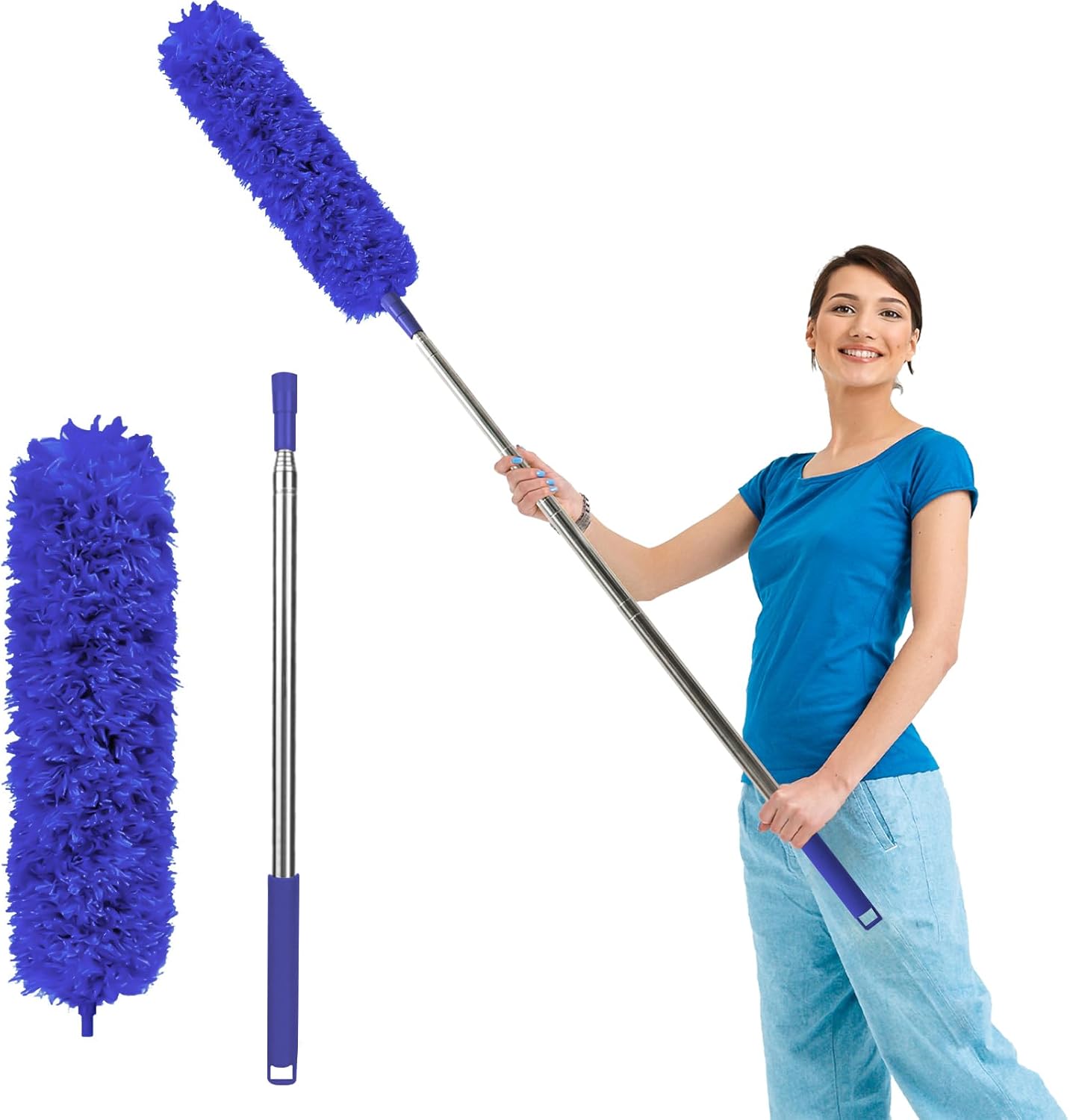 Extendable Feather Duster, Bendable Microfiber Duster with Extra Long Telescopic...