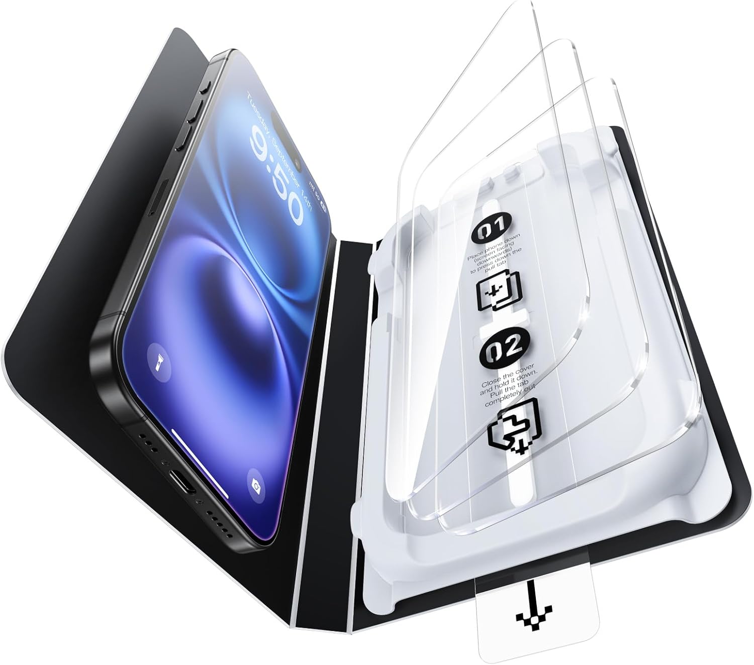 SMARTDEVIL 3 Pack Screen Protector for iPhone 16, Bubble-and-Dust-Free Box, HD T...