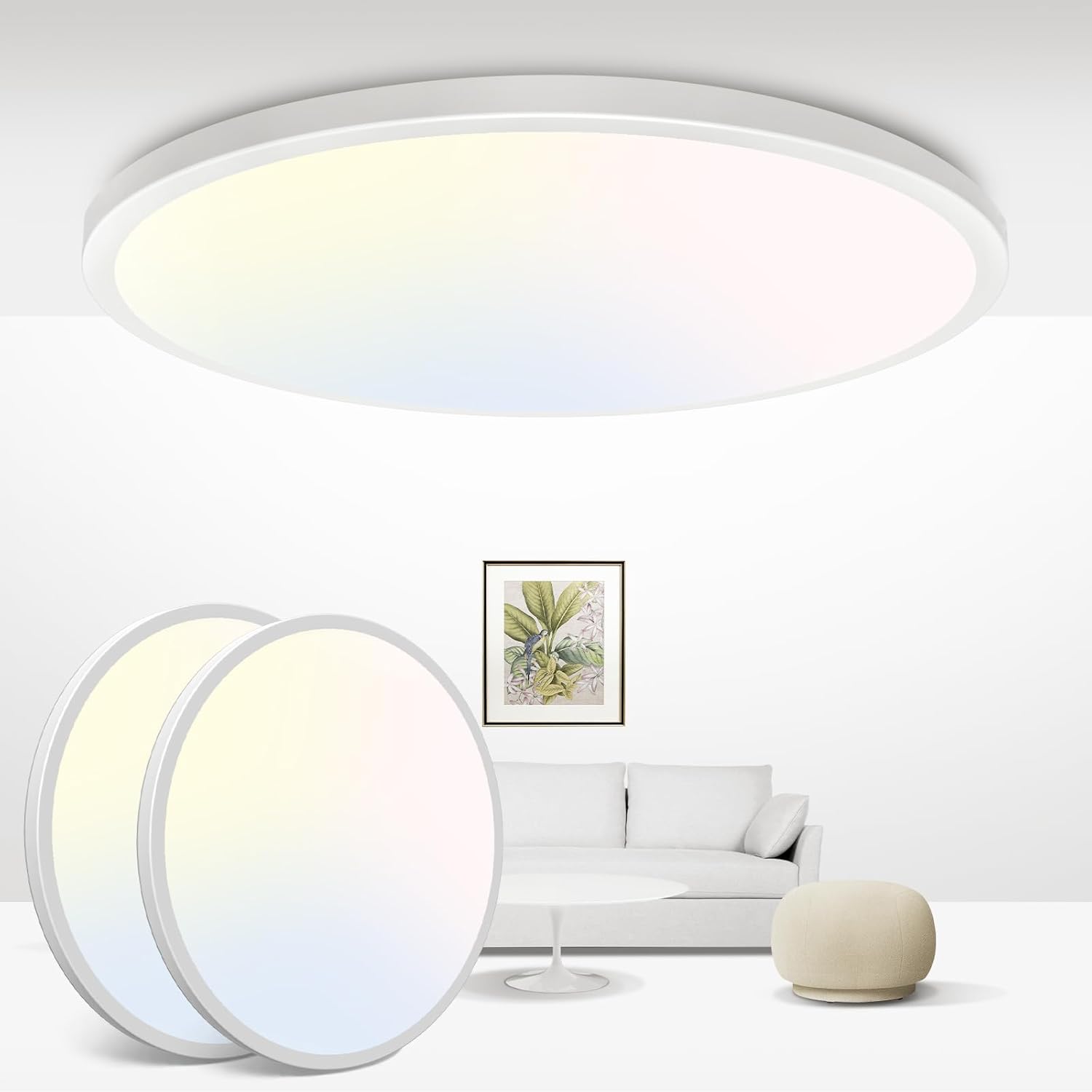 2 Pack 28W 3200LM LED Ceiling Light, 30cm Bathroom Lights Ceiling 3000K/4500K/60...