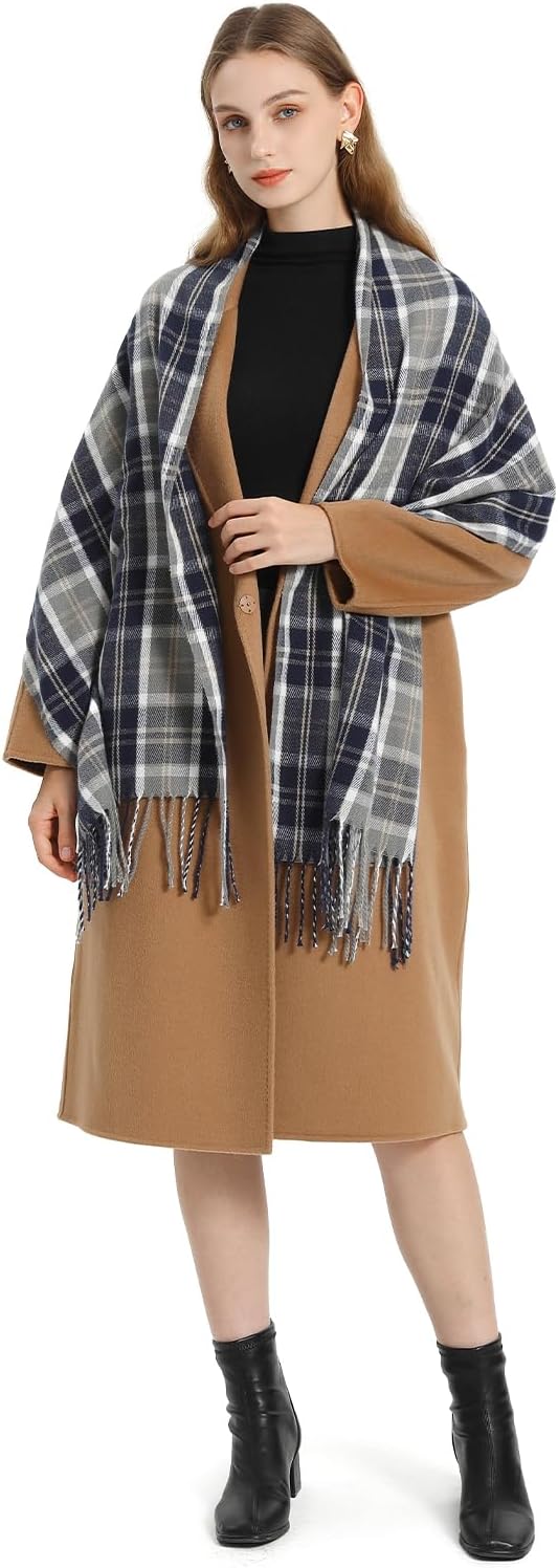 Miss Lulu Women Scarves Winter Long Soft Warm Tartan Check Wraps Wool Spinning T...