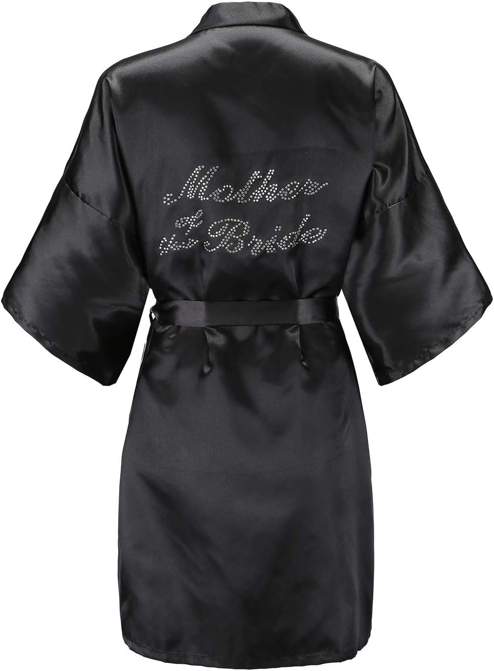EPLAZA Women's One Size Silver Rhinestones Bride Bridesmaid Short Satin Robes fo...