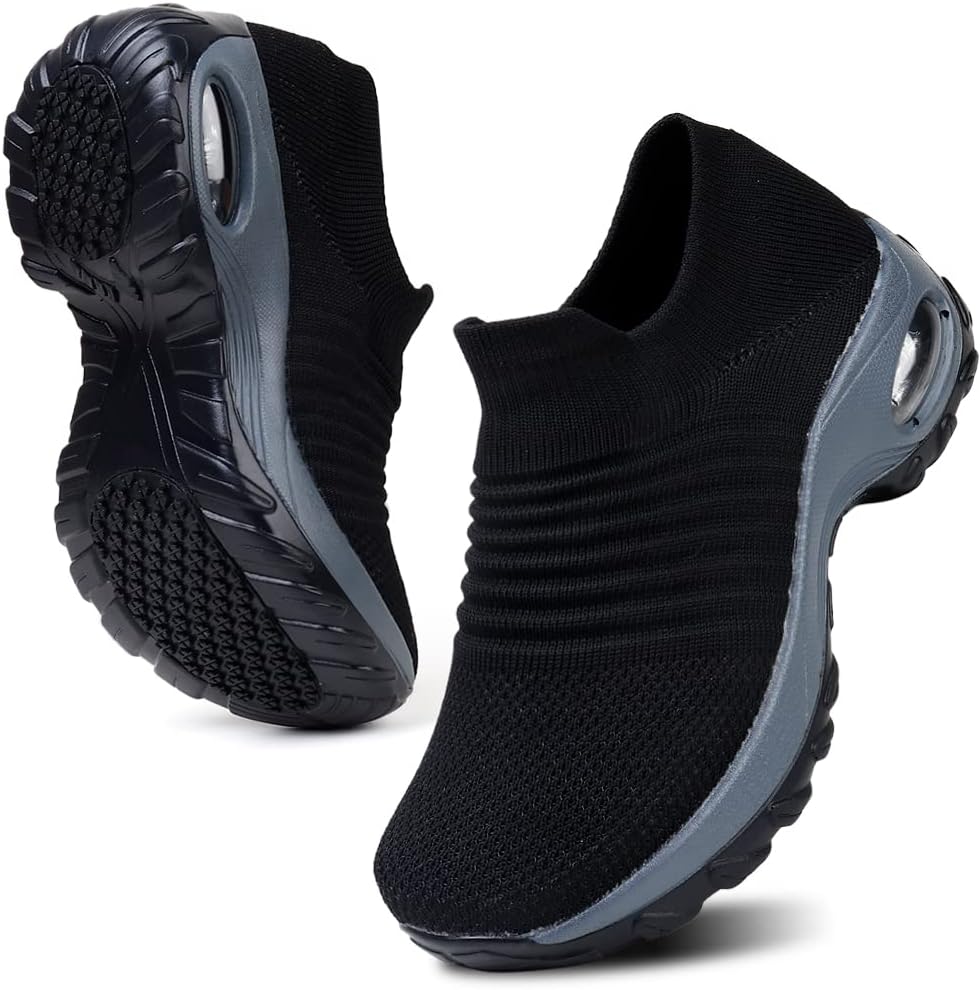 HKR Women's Walking Shoes Arch Support Non Slip Work Shoes Breathable Knit Upper...