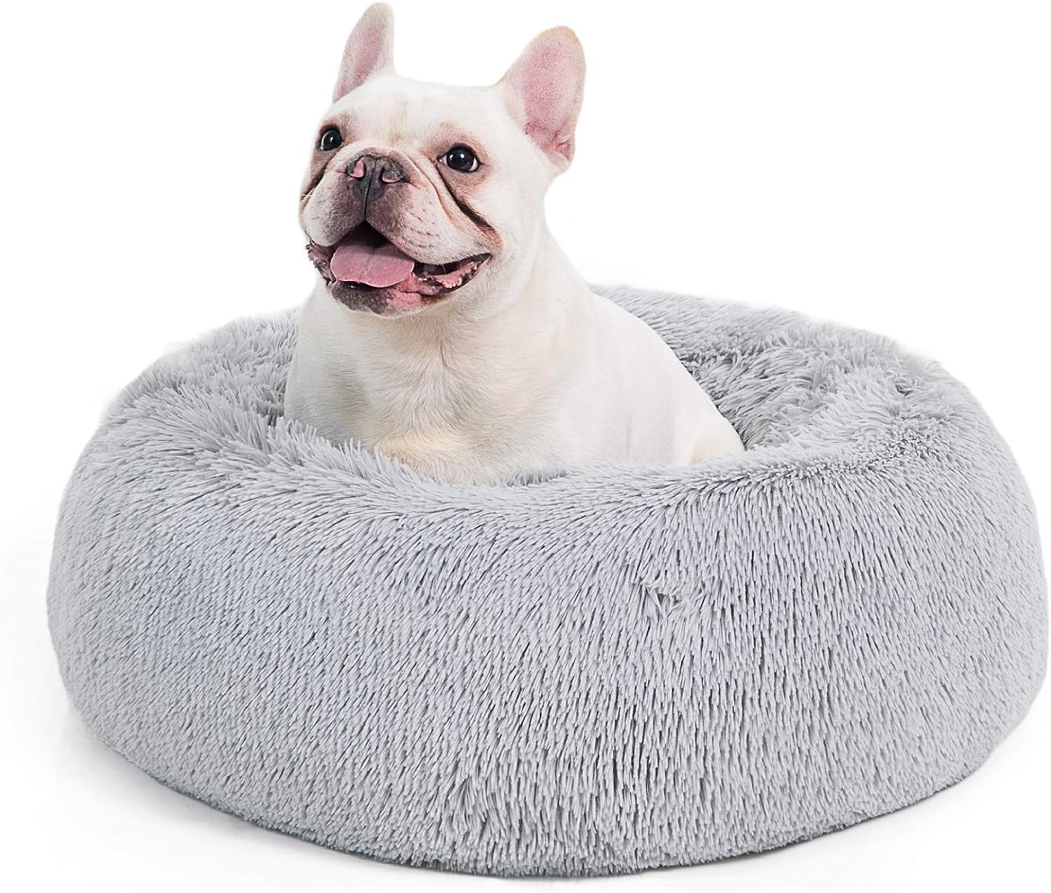 Bedsure Donut Dog Bed Medium - Anti Anxiety Puppy Bed for Small Dogs, Fluffy Cal...