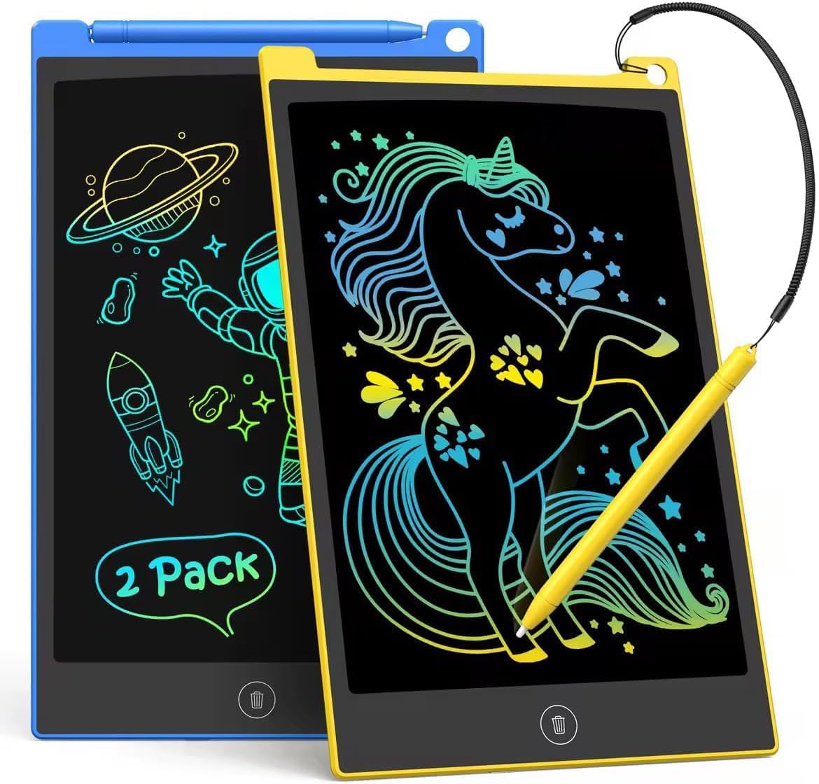 TECJOE 2 Pack LCD Writing Tablet, 10 Inch Colorful Doodle Board for Kids, Electr...