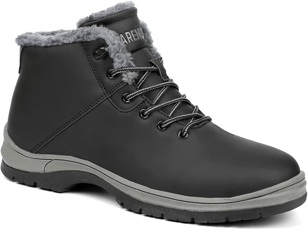Mens Winter Snow Boots Water Resistant Warm Fur Lined Anti Slip Work Ankle Shoes...