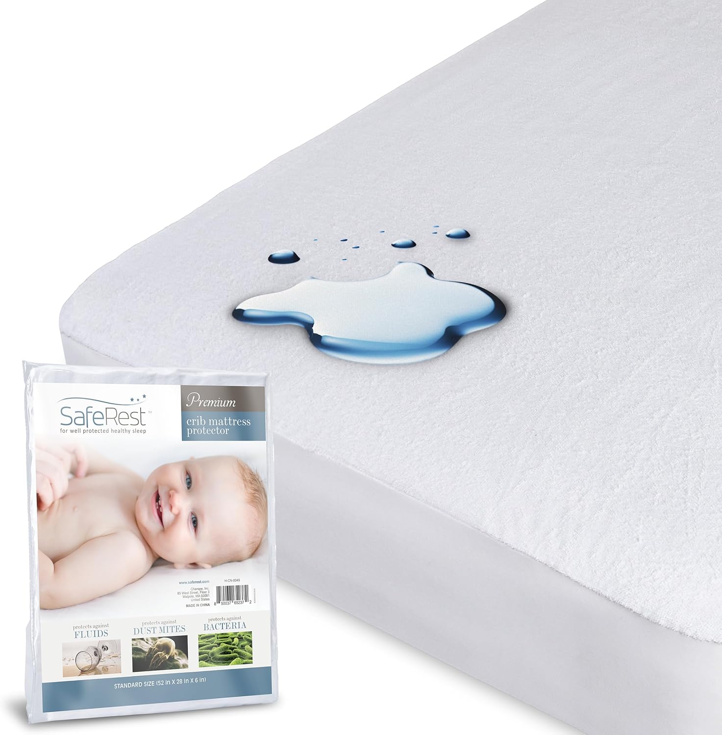 SafeRest 100% Waterproof Crib Size Mattress Protector - Fitted with Stretchable...