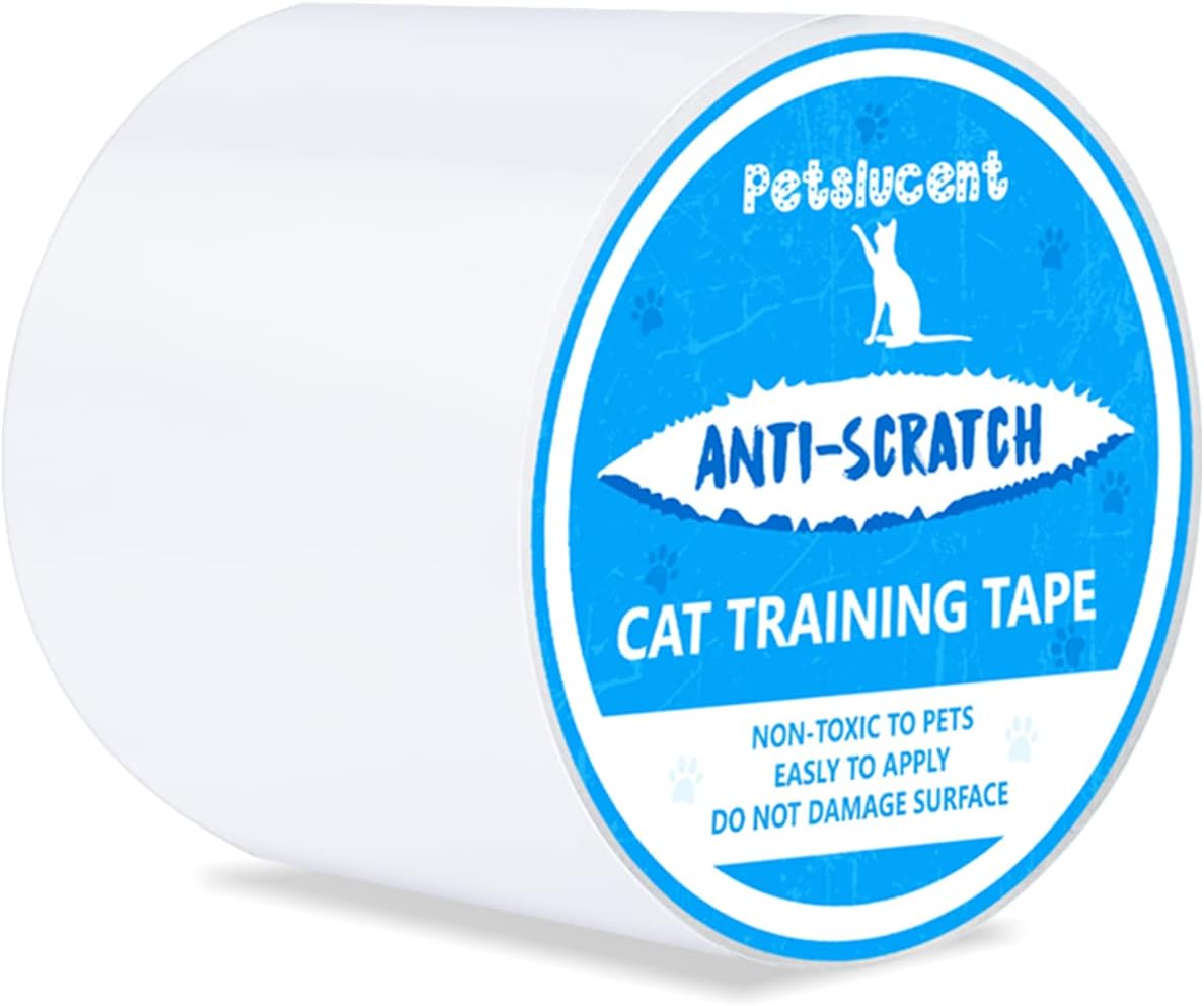 Petslucent Cat Scratch Deterrent Sticky Paws Tape, Cat Furniture Protector Train...