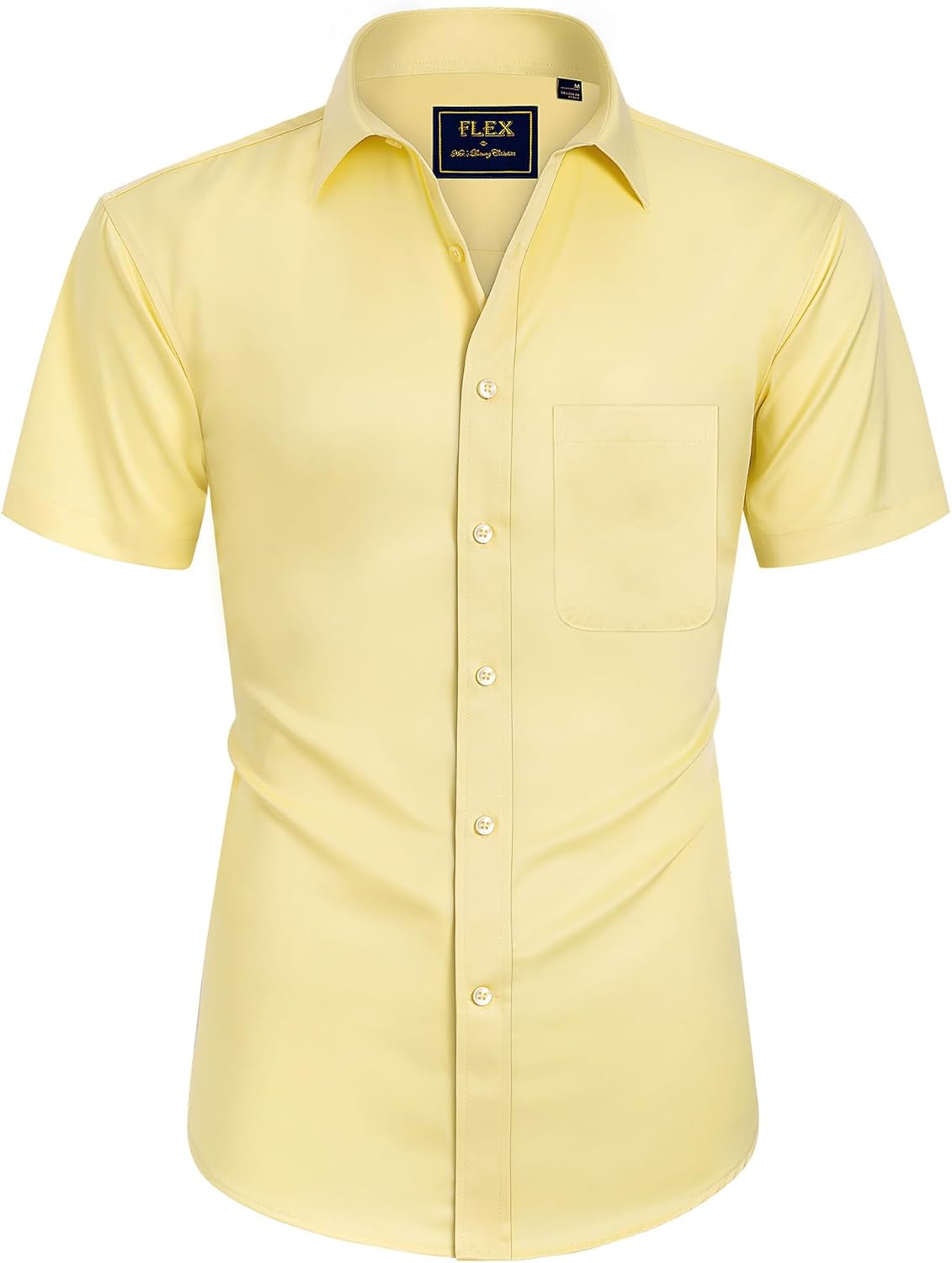 Alimens & Gentle Mens Short Sleeve Dress Shirts Wrinkle Free Solid Casual Button...