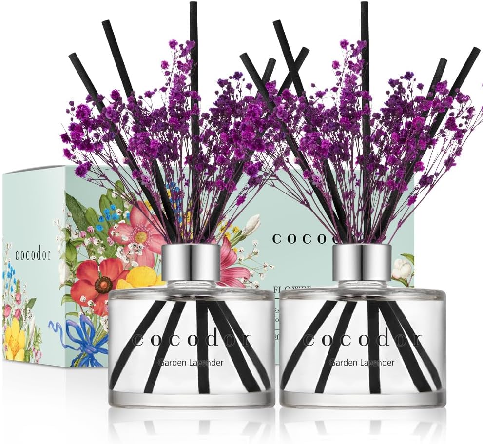 [COCODOR/Garden Lavender] Flower Reed diffusers Oil with a Set of 5 Fiber Sticks...