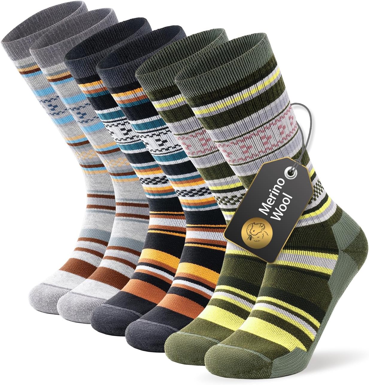 TANSTC Thermal Socks Merino Wool Socks for Men Women, Thick Warm Crew Sock for W...