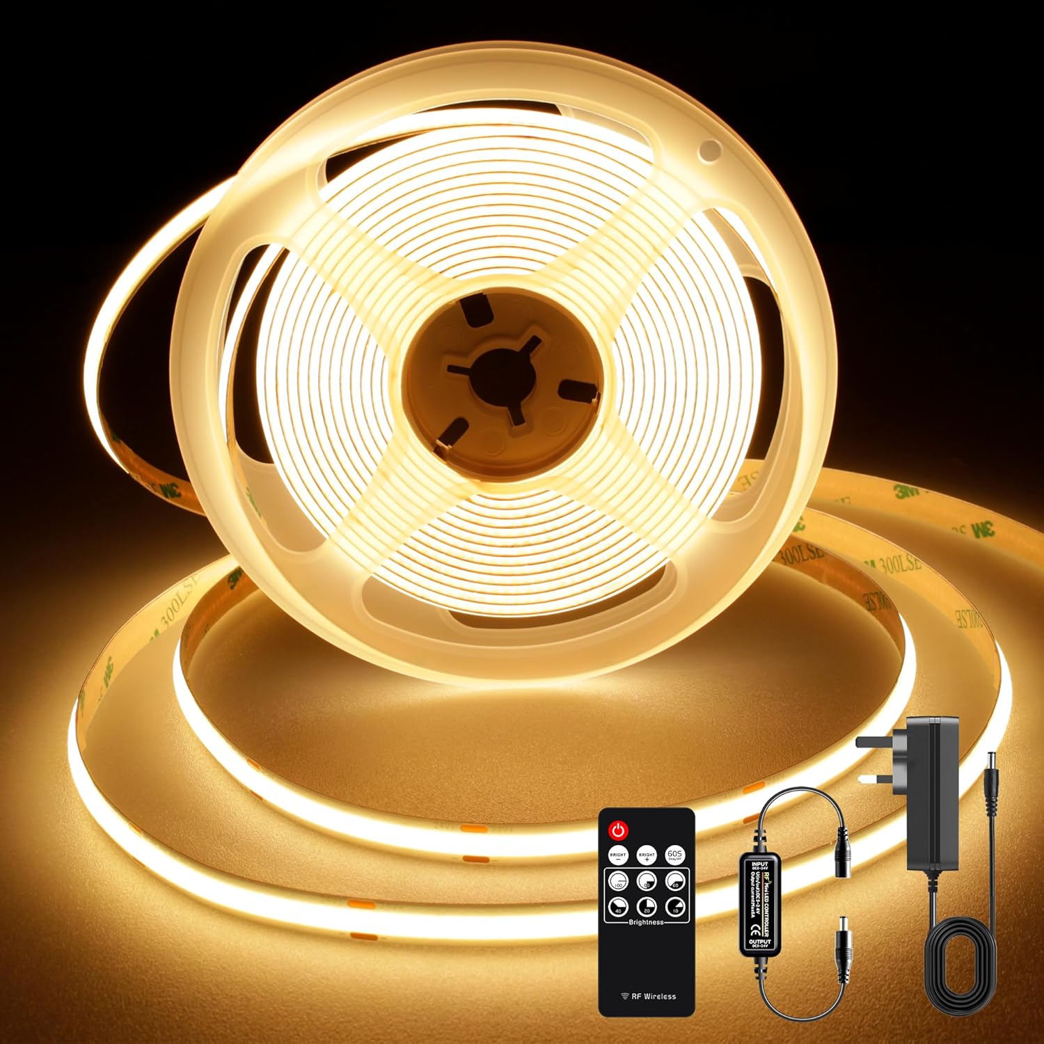 TTWAY COB LED Strip Lights 2700K, Dimmable LED Strip Kit, Super Bright 24V LED T...