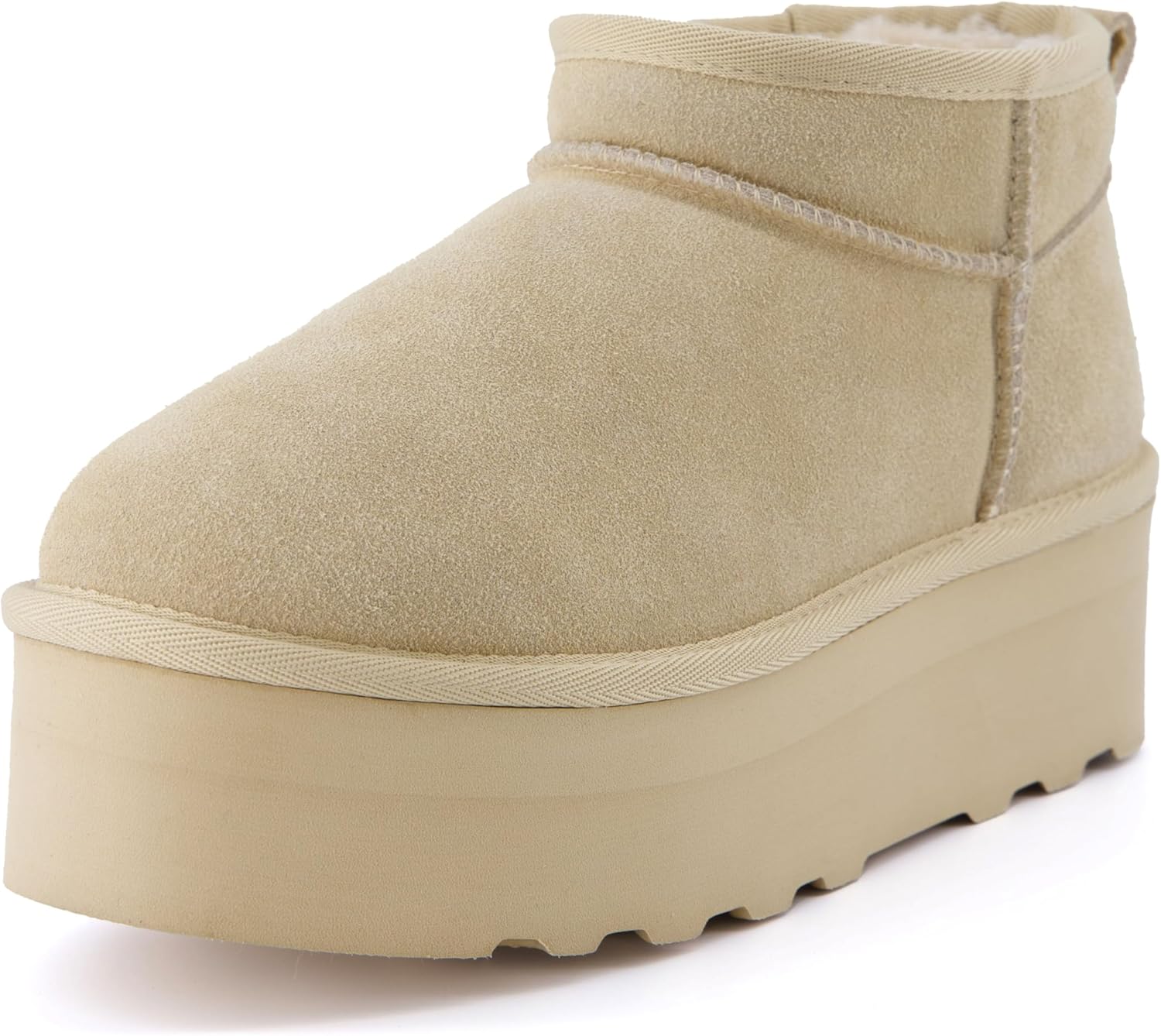 CUSHIONAIRE Hippy Women’s Platform Ankle Boots – Genuine Suede, Faux Fur Lining,...