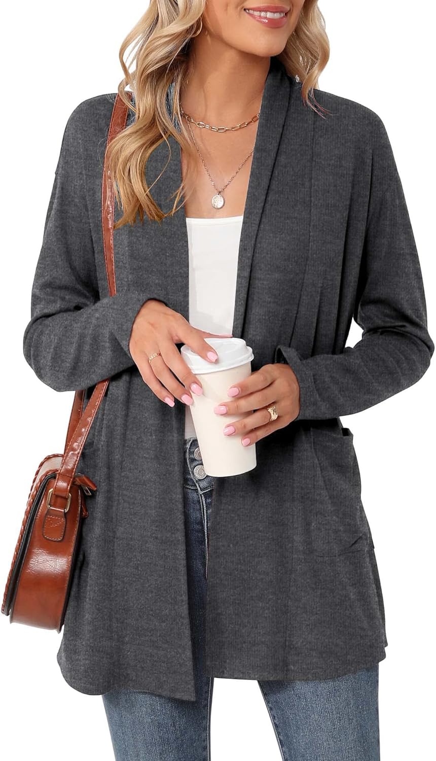 Micoson Women's Long Sleeve Open Front Cardigan Casual Loose Lightweight Cardiga...