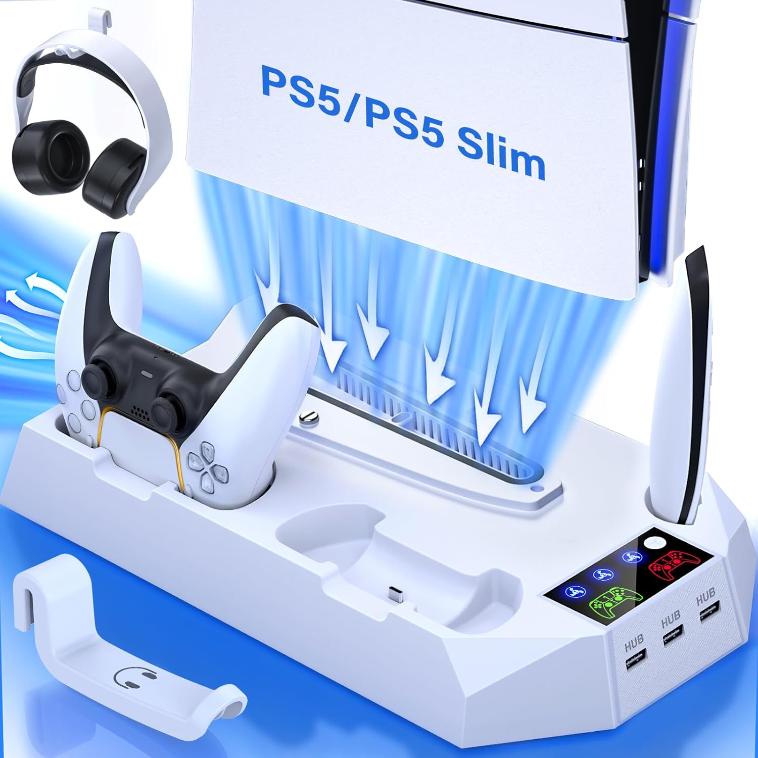 PS5 Slim Cooling Station with Controller Charging Station for PlayStation 5 Cons...