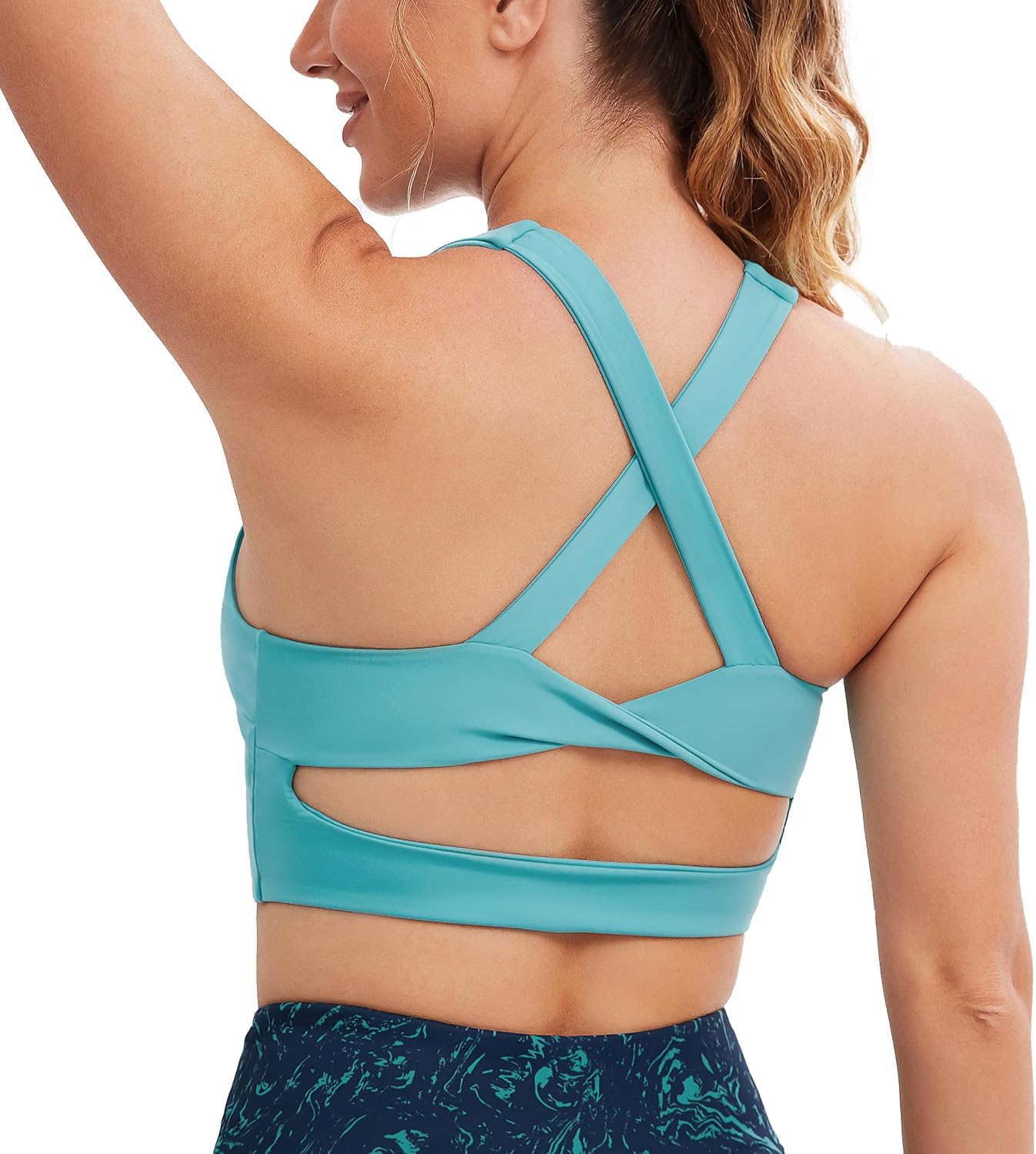 Sports Bras for Women Criss-Cross Back Padded Workout Tank Tops Medium Support C...