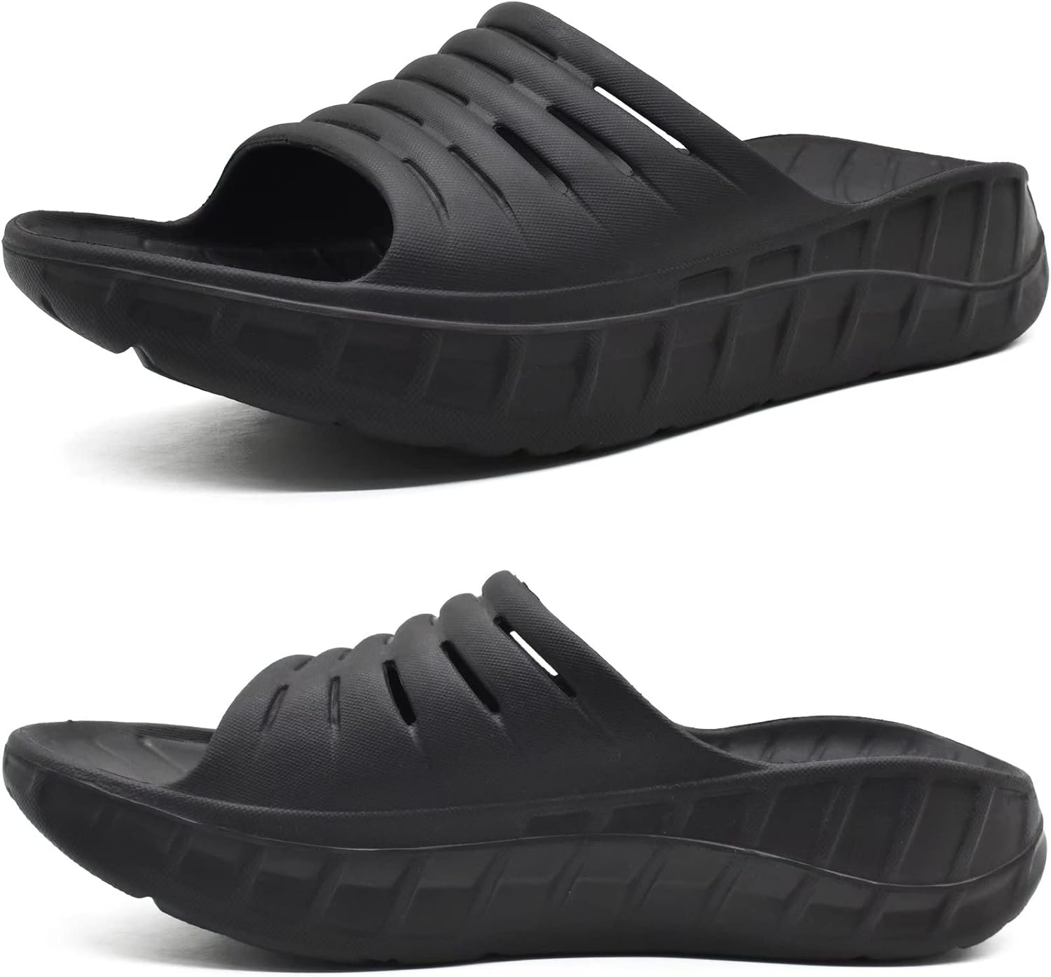 KuaiLu Mens Recovery Sandals Orthotic Thick Cushion Open Toe Sport Slides, Reduc...